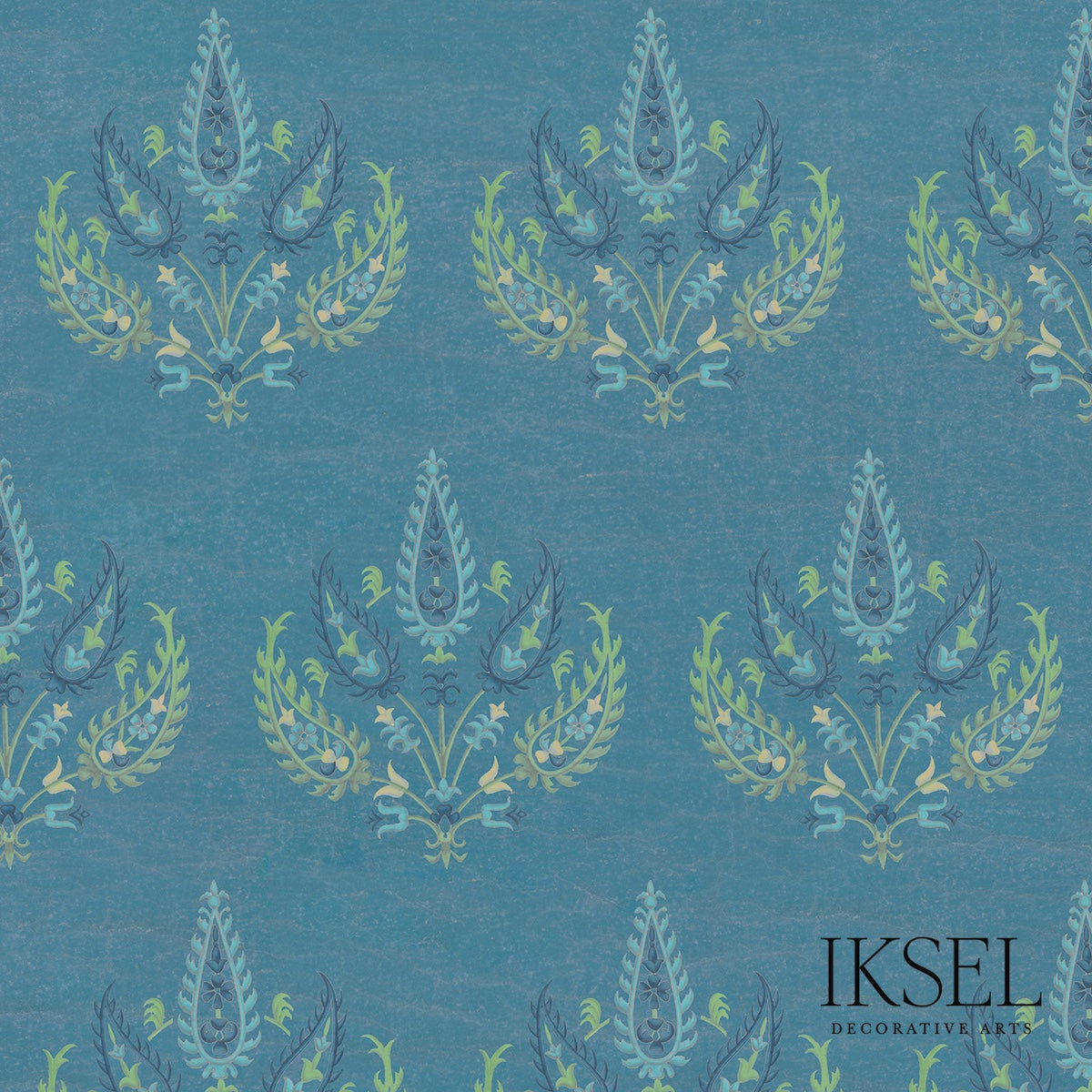 Schumacher RW204CR21 EMBROIDERED FLOWERS in DENIM BLUE Wallp