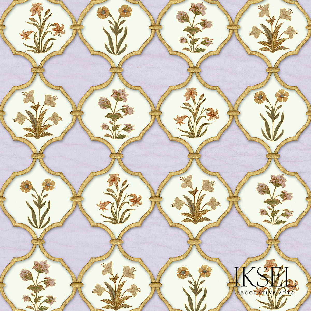 Schumacher RW310CS31-300-S JALI BOUQUETS in LILAC MAUVE Wall