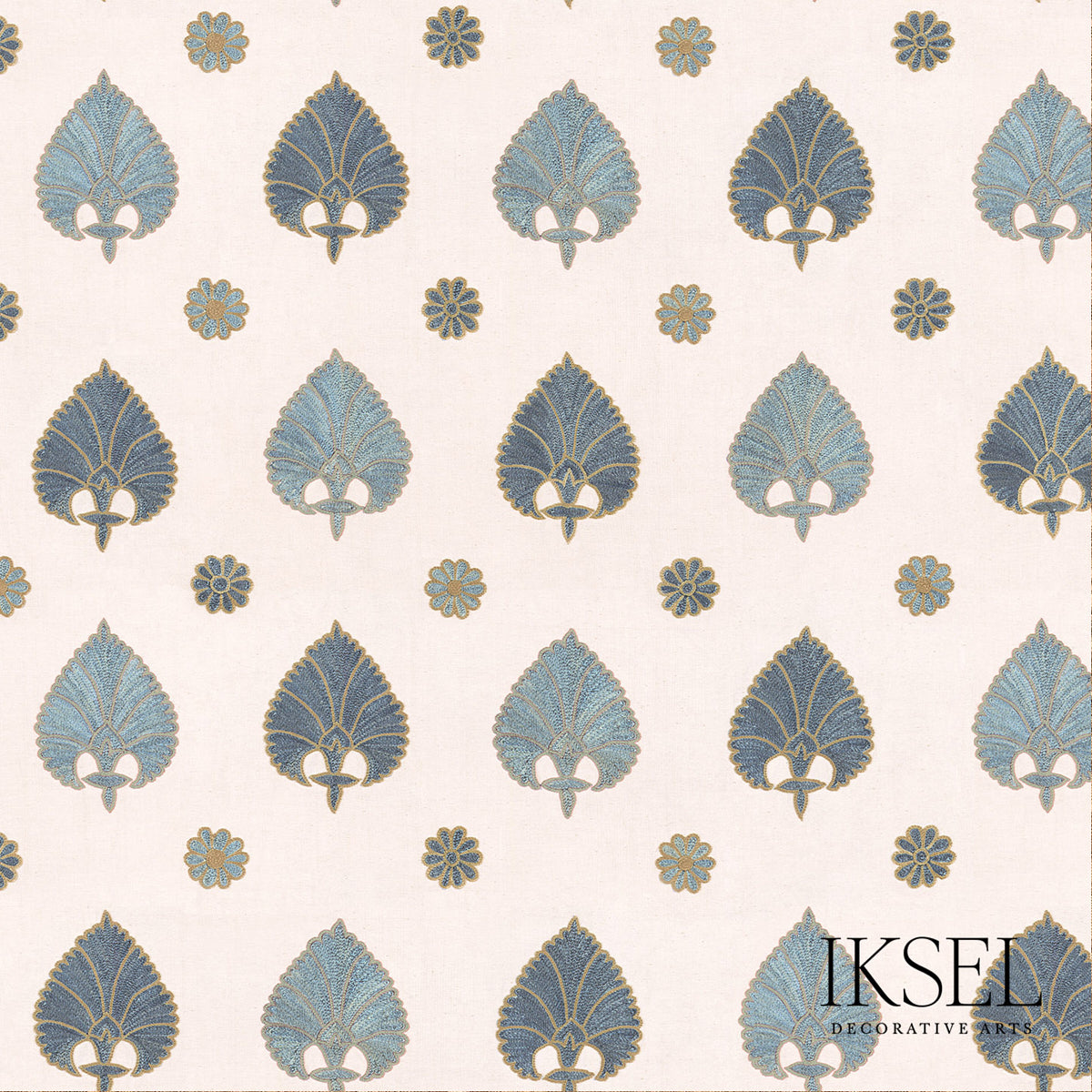 Schumacher RW503CR54-255 SUZANI SPADES in BLUES Wallpaper -