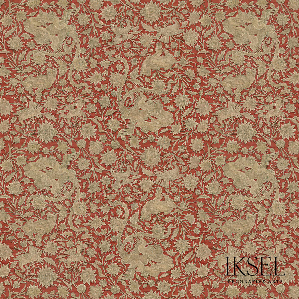 Schumacher RW540CR46 BUKHARA in VERMILION-BRONZE Wallpaper -