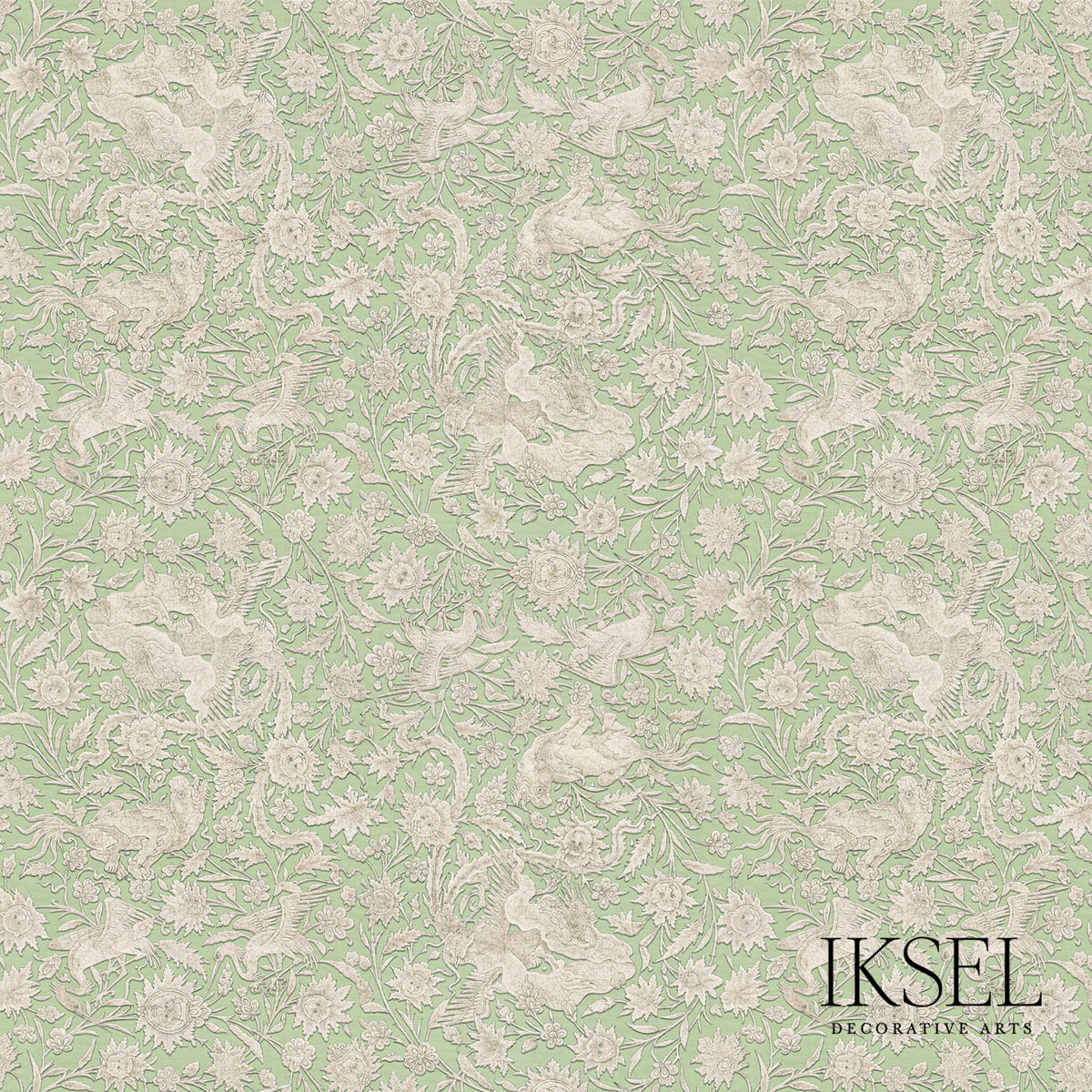 Schumacher RW540CR47 BUKHARA in NILE GREEN-STONE Wallpaper -