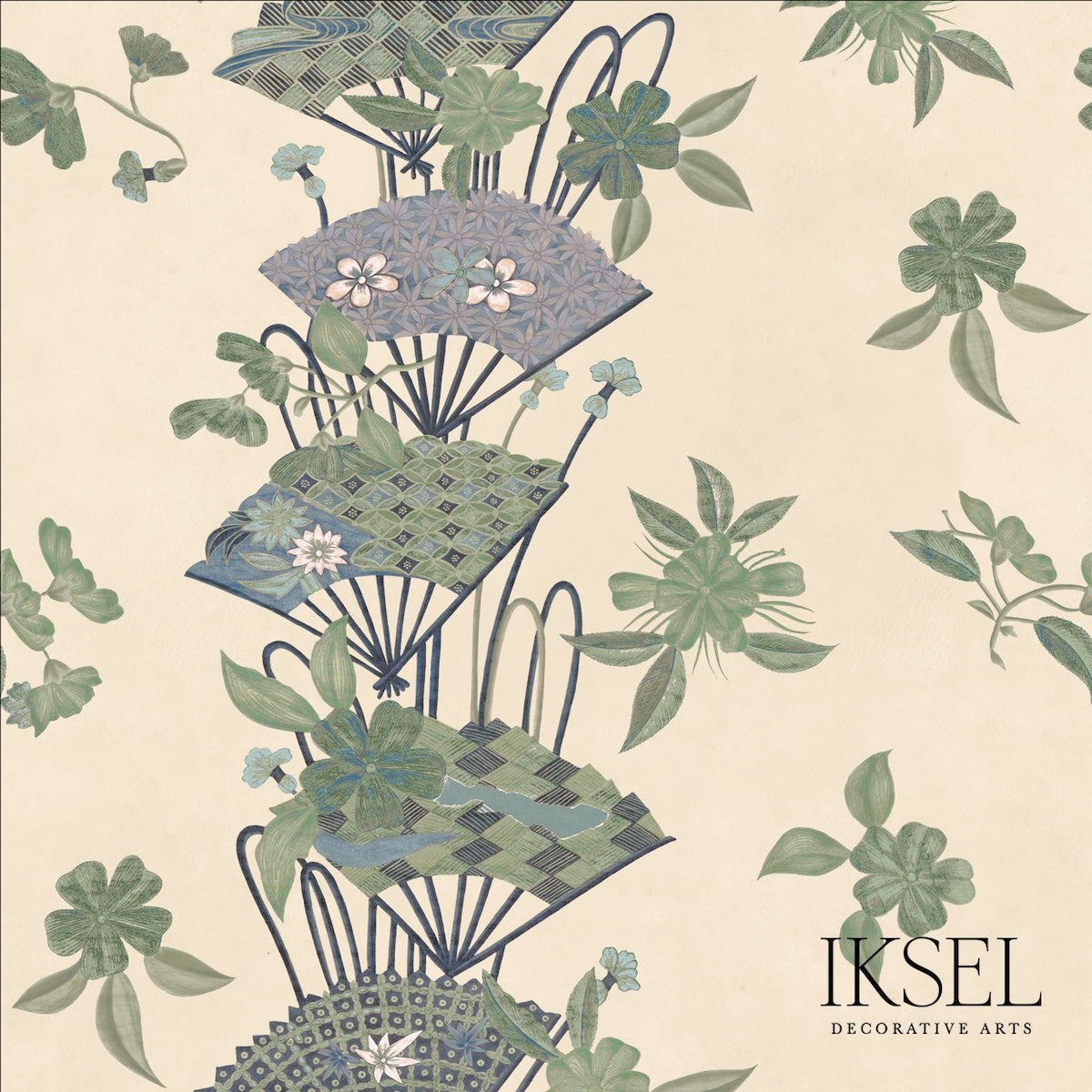 Schumacher RW610CR41-255-S JAPANESE FANS in RICE-GREEN Wallp