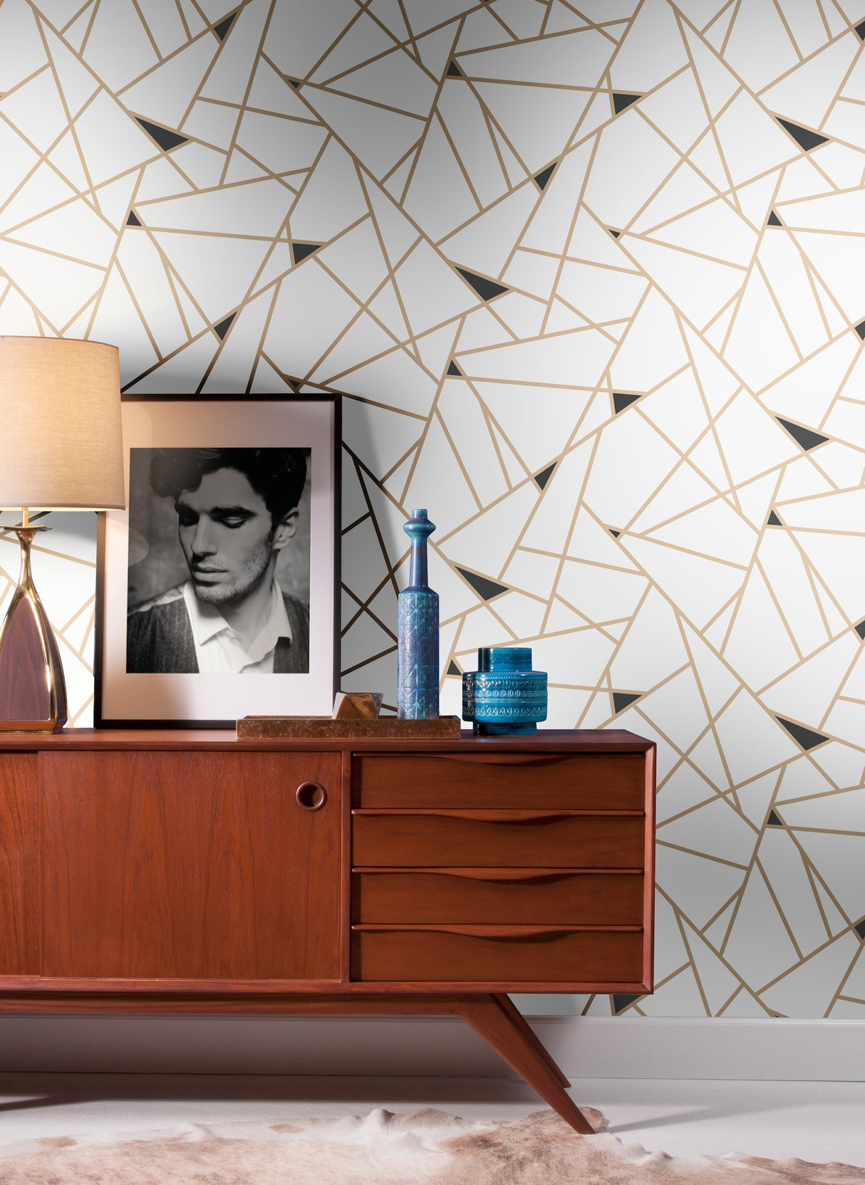 York RY2702 Prismatic Gold & Black Wallpaper