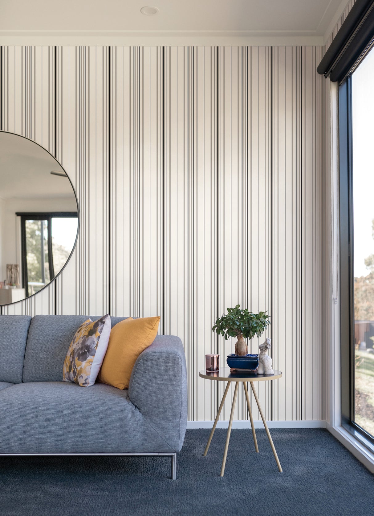 York SA9109 Wide Pinstripe Black & Bronze Wallpaper