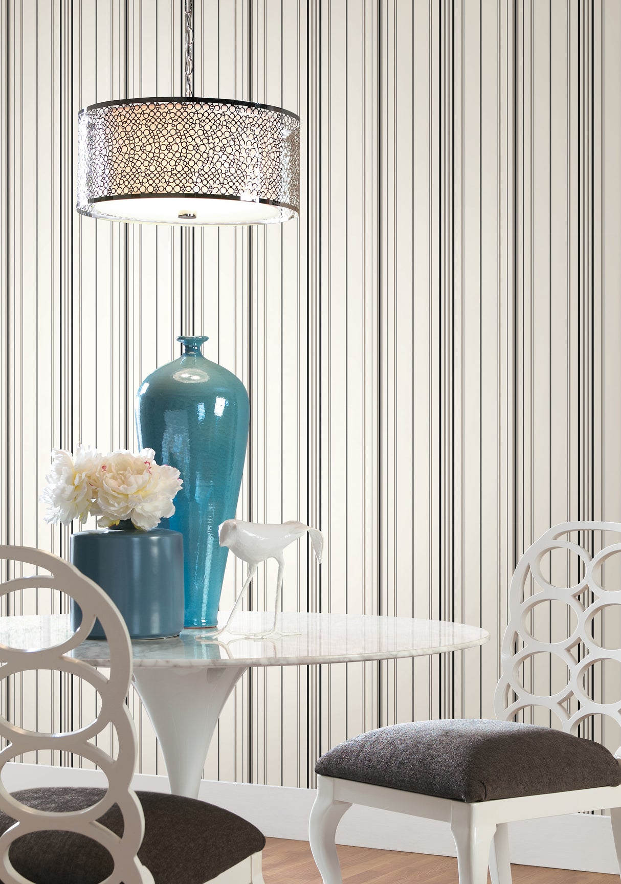 York SA9109 Wide Pinstripe Black & Bronze Wallpaper