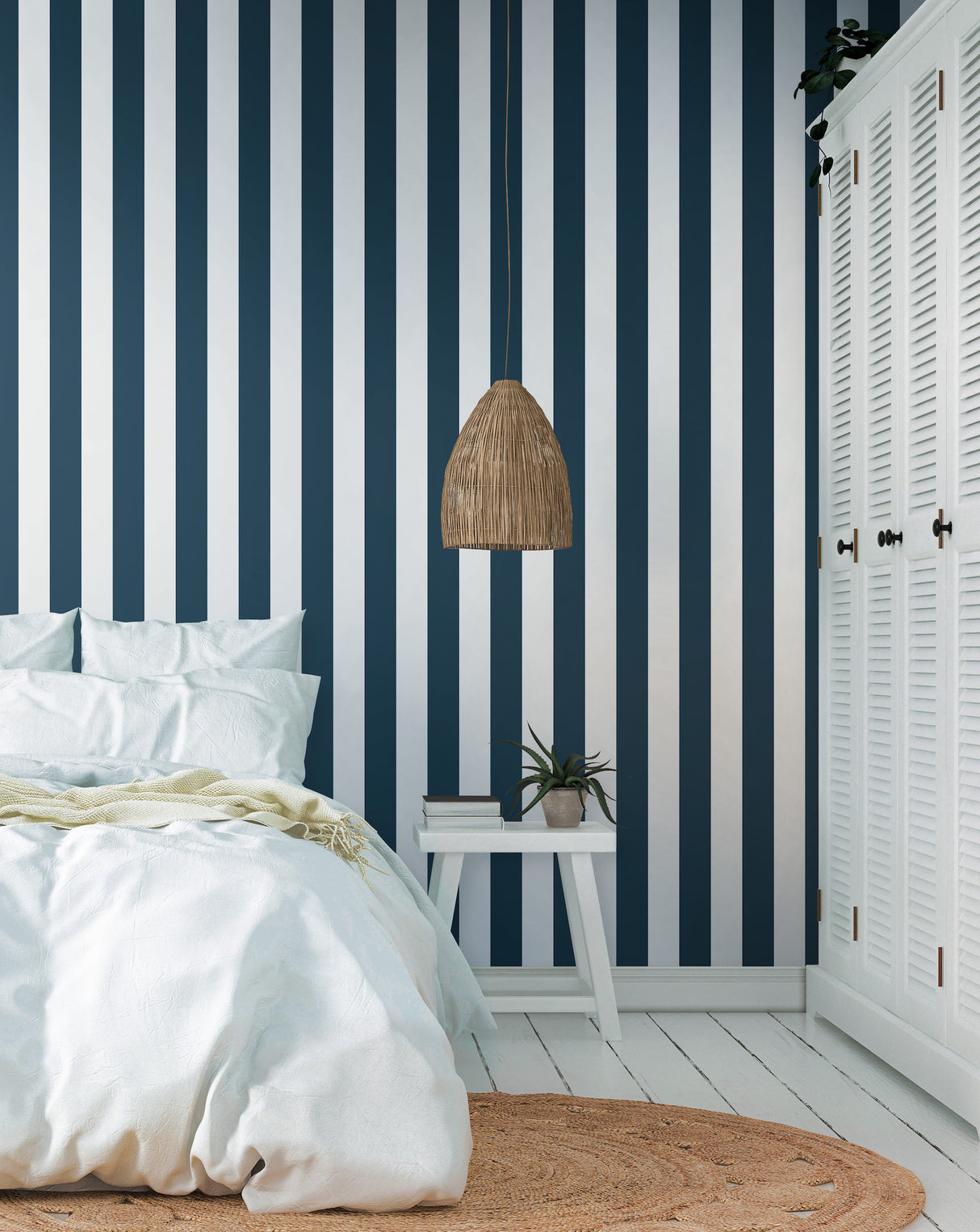 York SA9174 Awning Stripe Navy Wallpaper