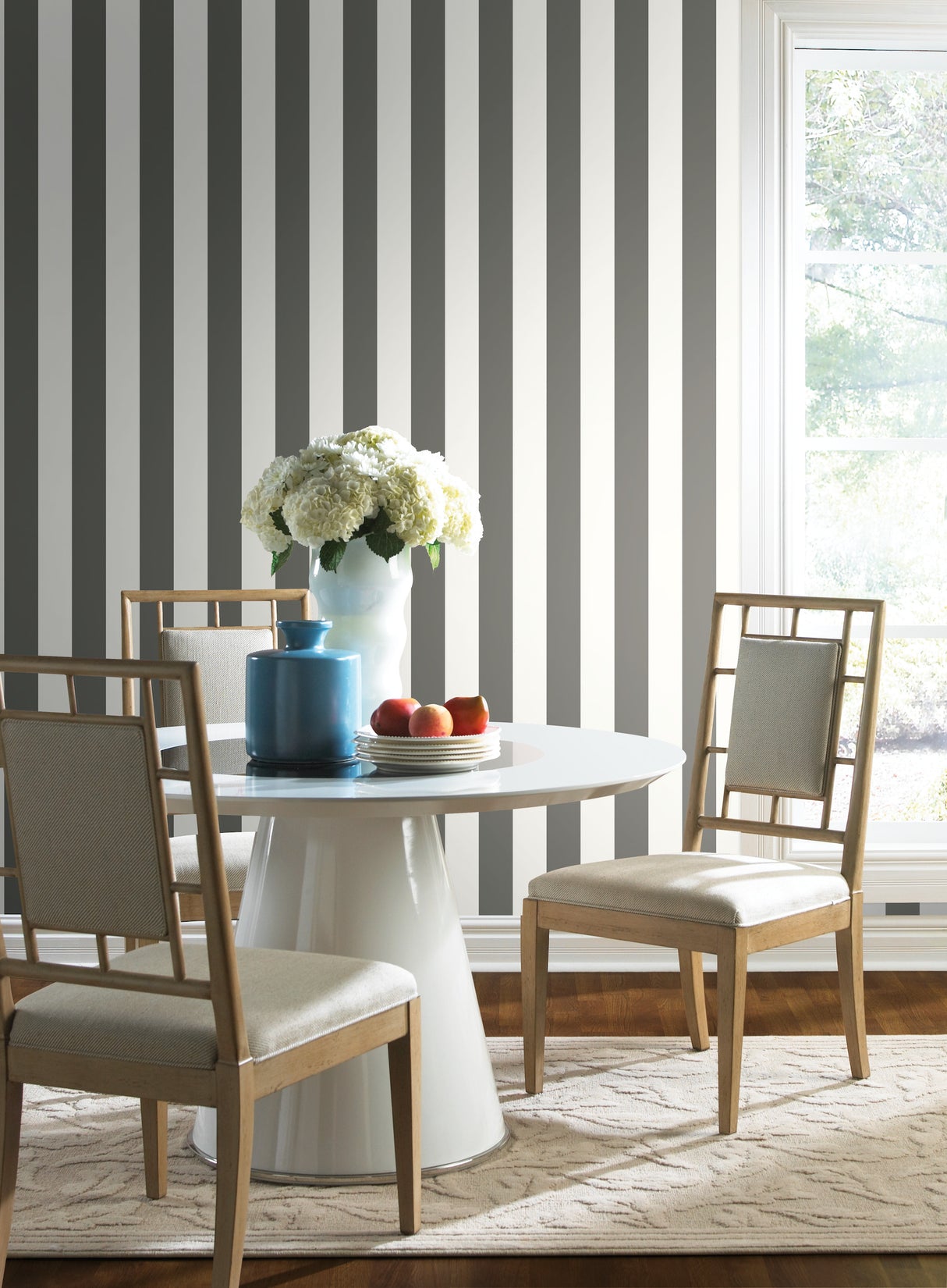 York SA9175 Grey & White 3-in Stripe Wallpaper