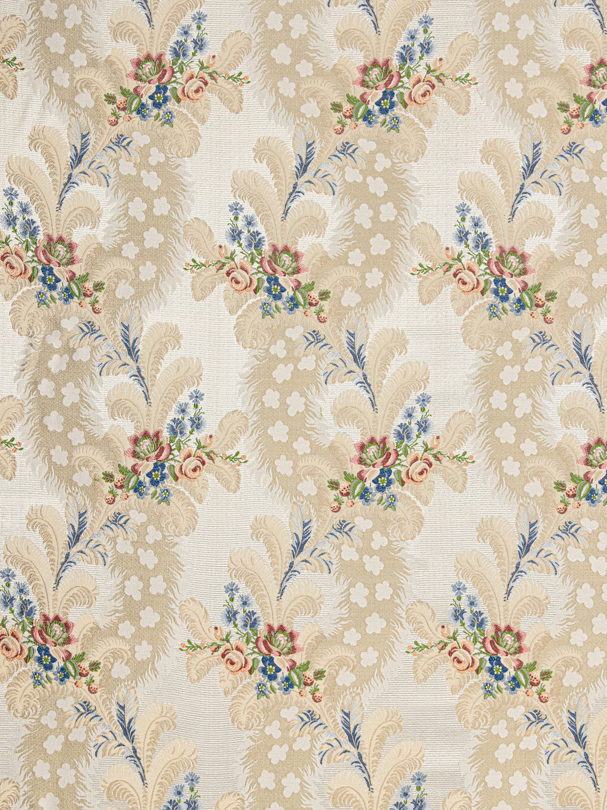 Scalamandre SB 00060289 ROSE & BLUE ON IVORY CHEVERNY Fabric - Eade's Wallpaper