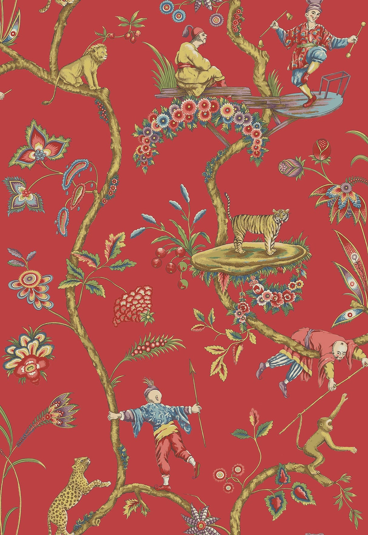 Scalamandre SCS3844 Tomato Chinoise Exotique Scalamandre Self Adhesive Wallpaper