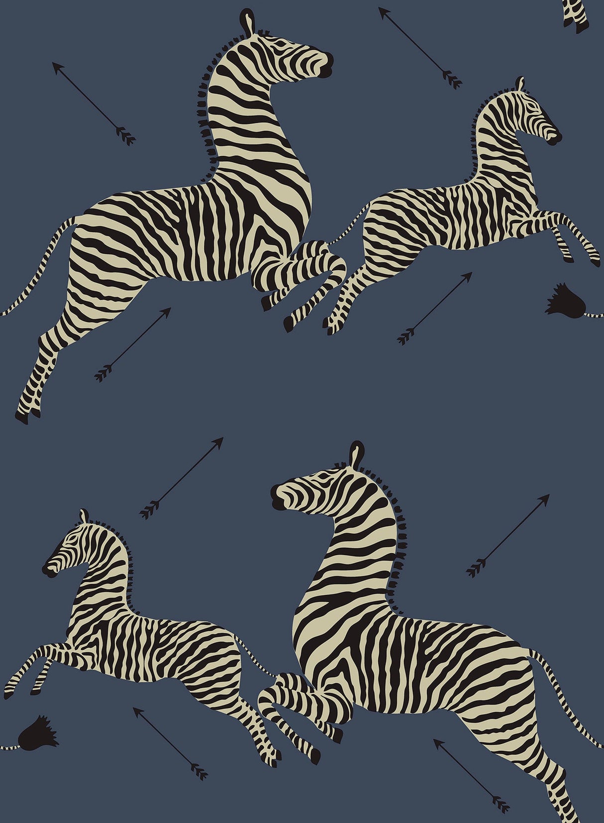 Scalamandre SCS3870 Denim Zebra Safari Scalamandre Self Adhesive Wallpaper