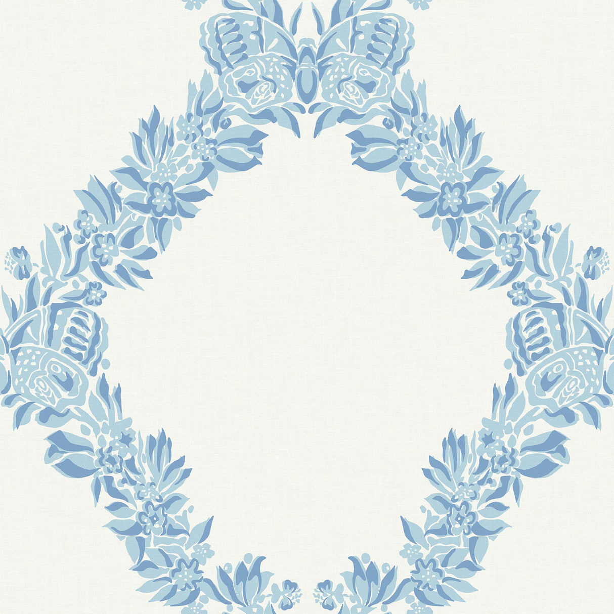 Scalamandre SCS6049 Sky Blue Wreath Peel & Stick Wallpaper