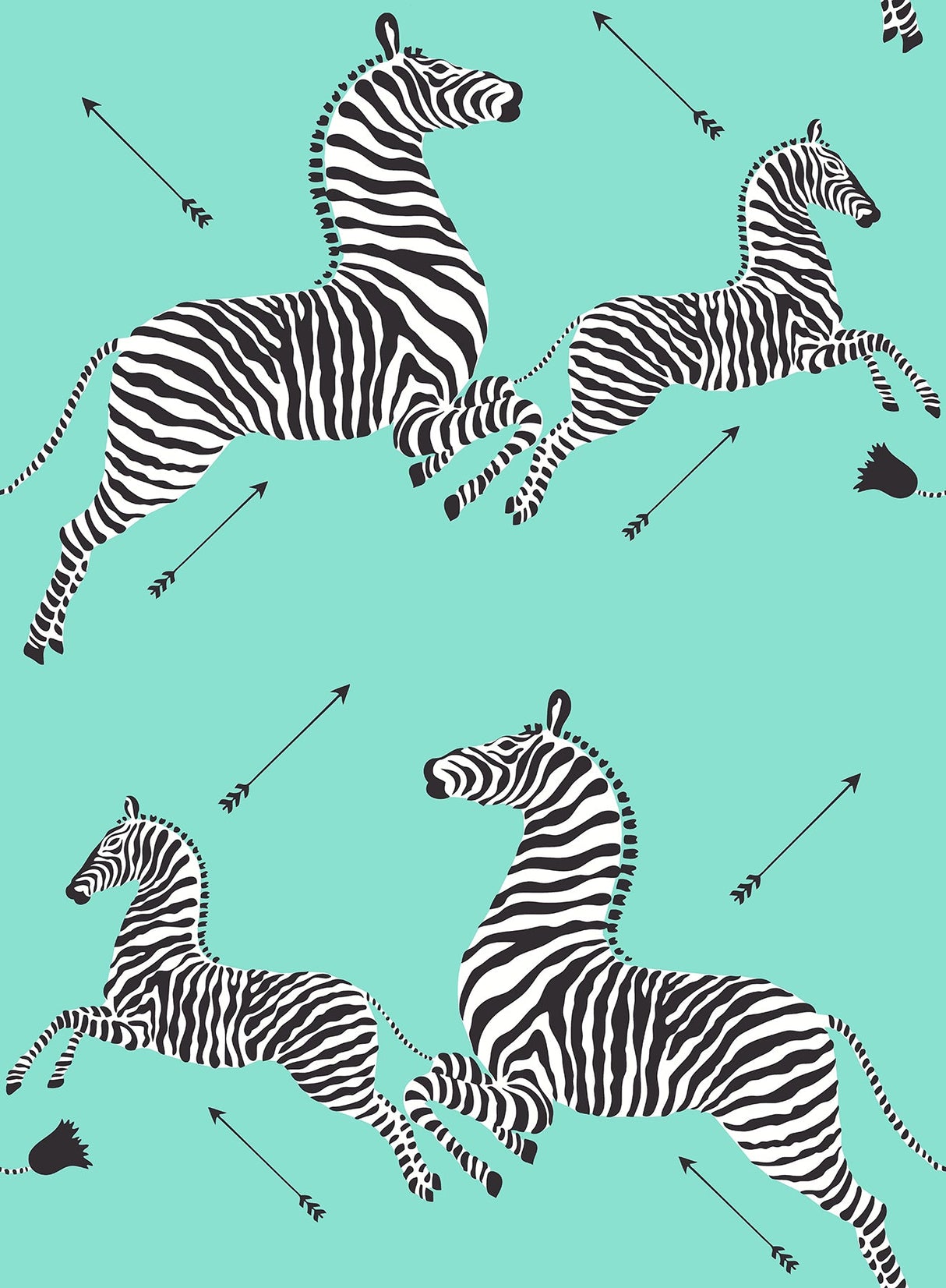 Scalamandre SCS6055 Aqua Zebra Safari Peel & Stick Wallpaper