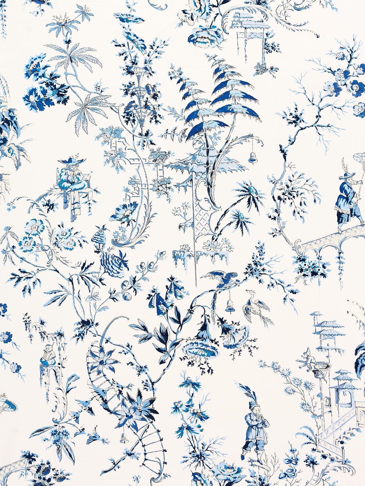 Scalamandre SC 000116552 CHINA BLUE NANJING Fabric - Eade's Wallpaper