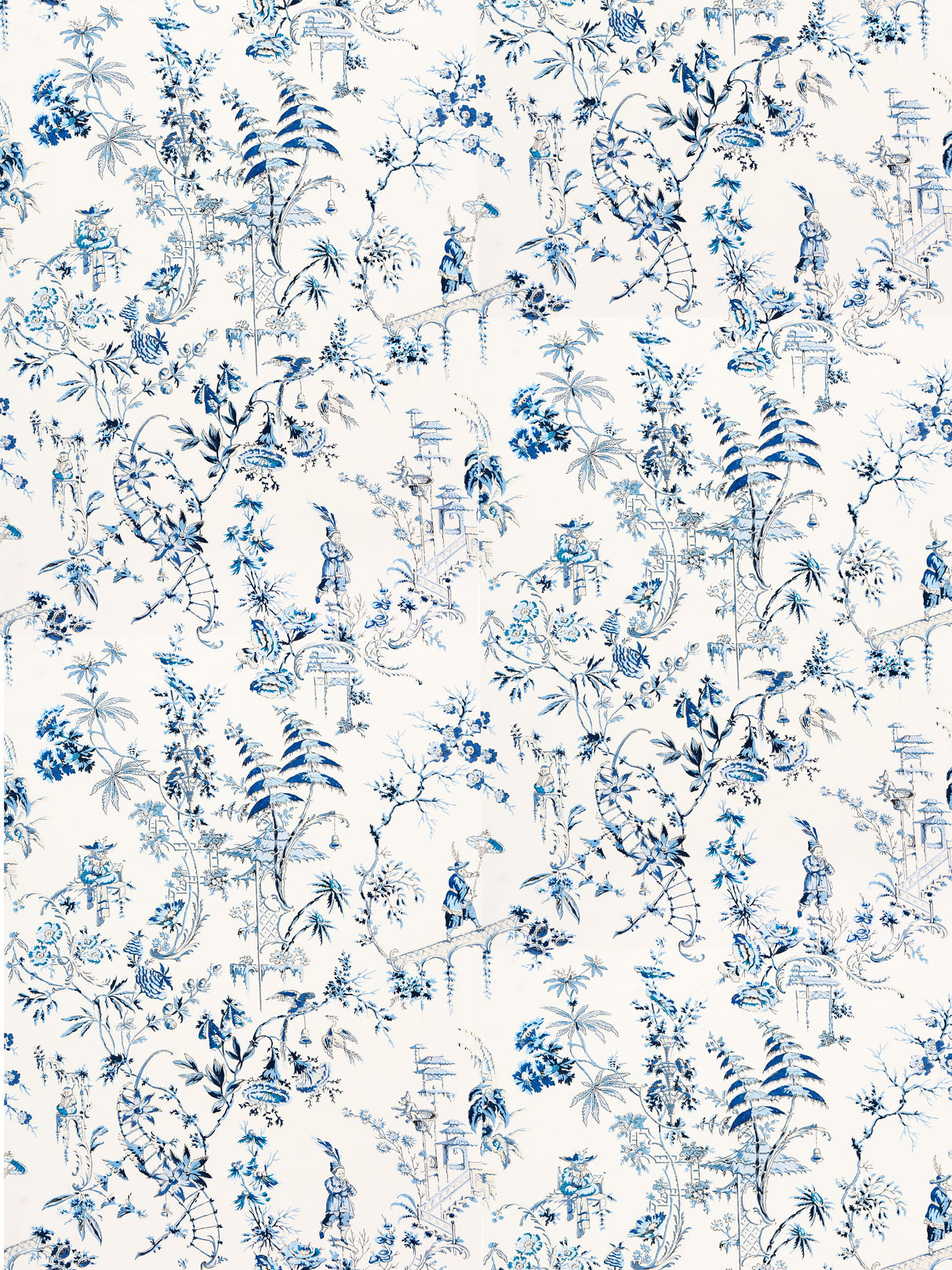 Scalamandre SC 000116552 CHINA BLUE NANJING Fabric - Eade's Wallpaper