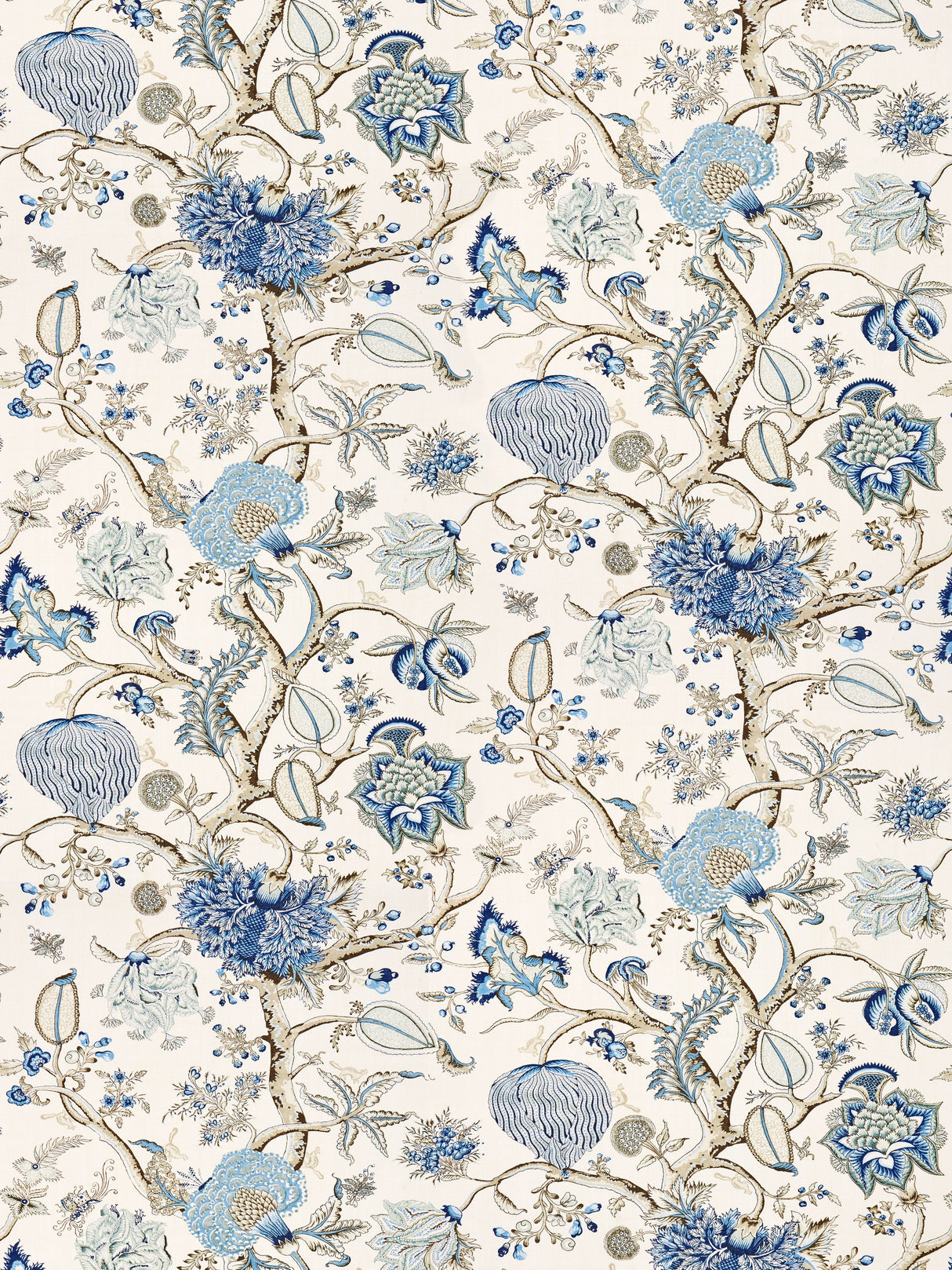 Scalamandre SC 000116556 DELFT PONDICHERRY LINEN PRINT Fabric - Eade's Wallpaper