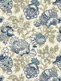 Scalamandre SC 000116593 OYSTER & INDIGO CANTERBURY LINEN PRINT Fabric - Eade's Wallpaper