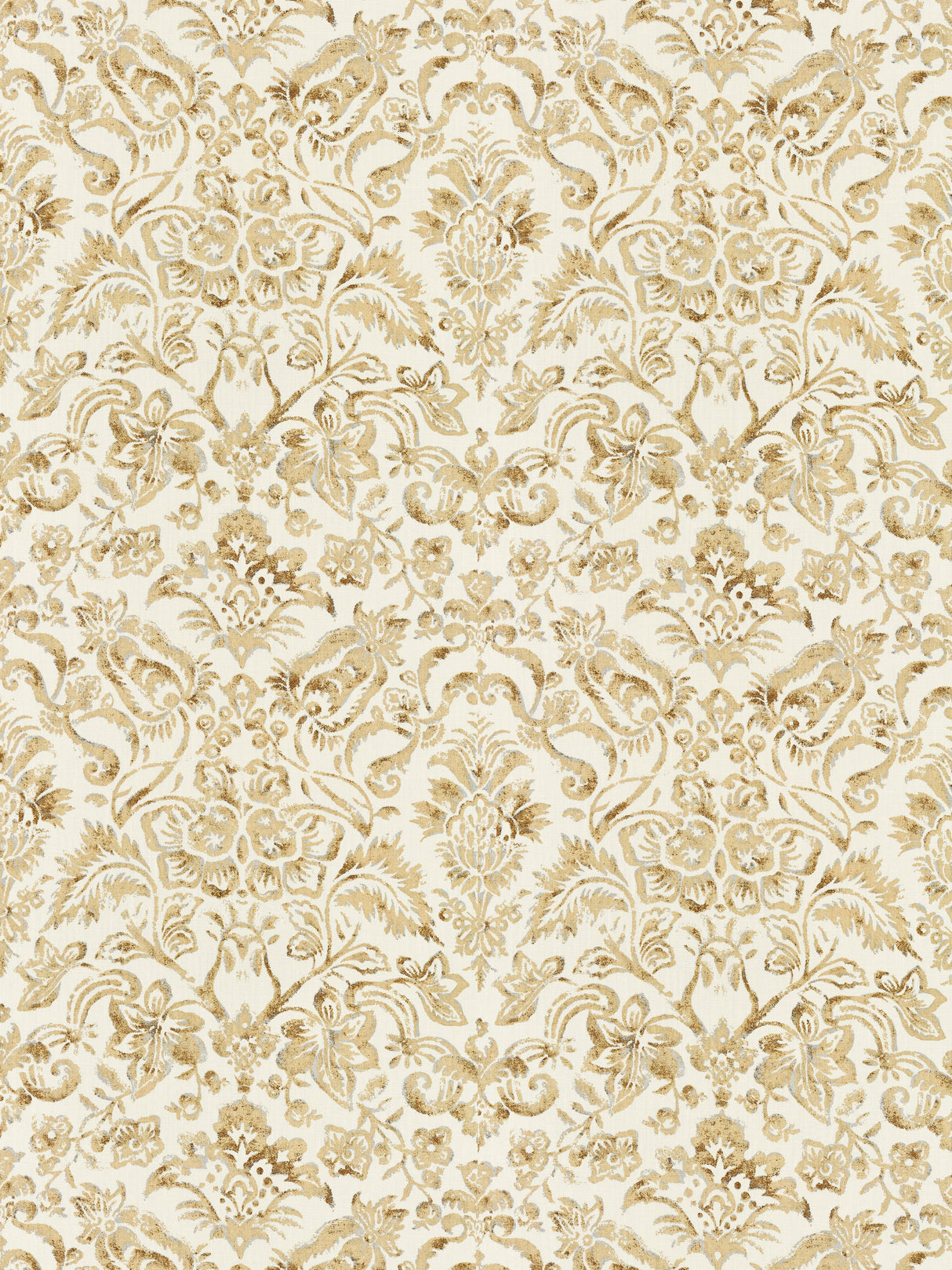 Scalamandre SC 000116598 IVORY & BURNISHED GOLD MANSFIELD DAMASK PRINT Fabric - Eade's Wallpaper