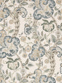 Scalamandre SC 000116603 AQUAMARINE ON IVORY CUMBRIA HAND BLOCK PRINT Fabric - Eade's Wallpaper