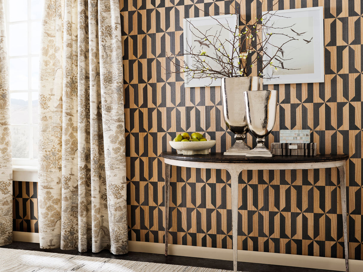 Scalamandre SC 000116624 PEWTER SATOMI HAND BLOCK PRINT Fabric - Eade's Wallpaper