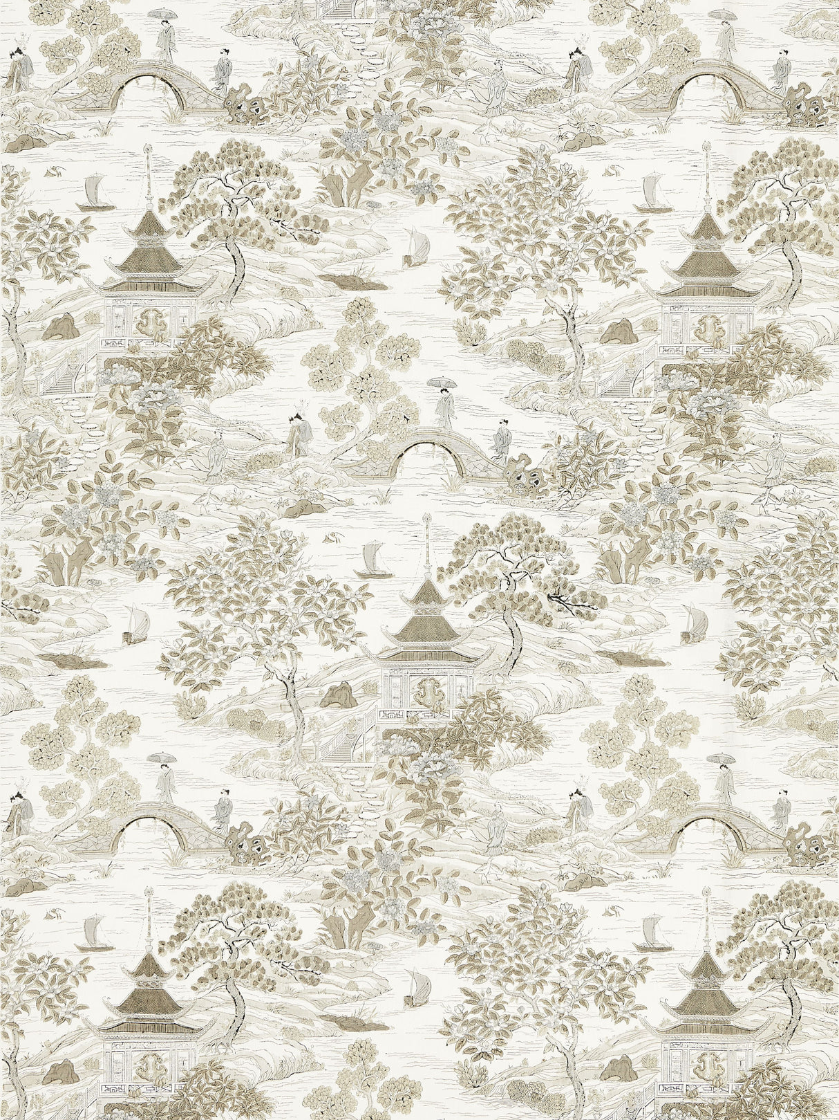 Scalamandre SC 000116624 PEWTER SATOMI HAND BLOCK PRINT Fabric - Eade's Wallpaper