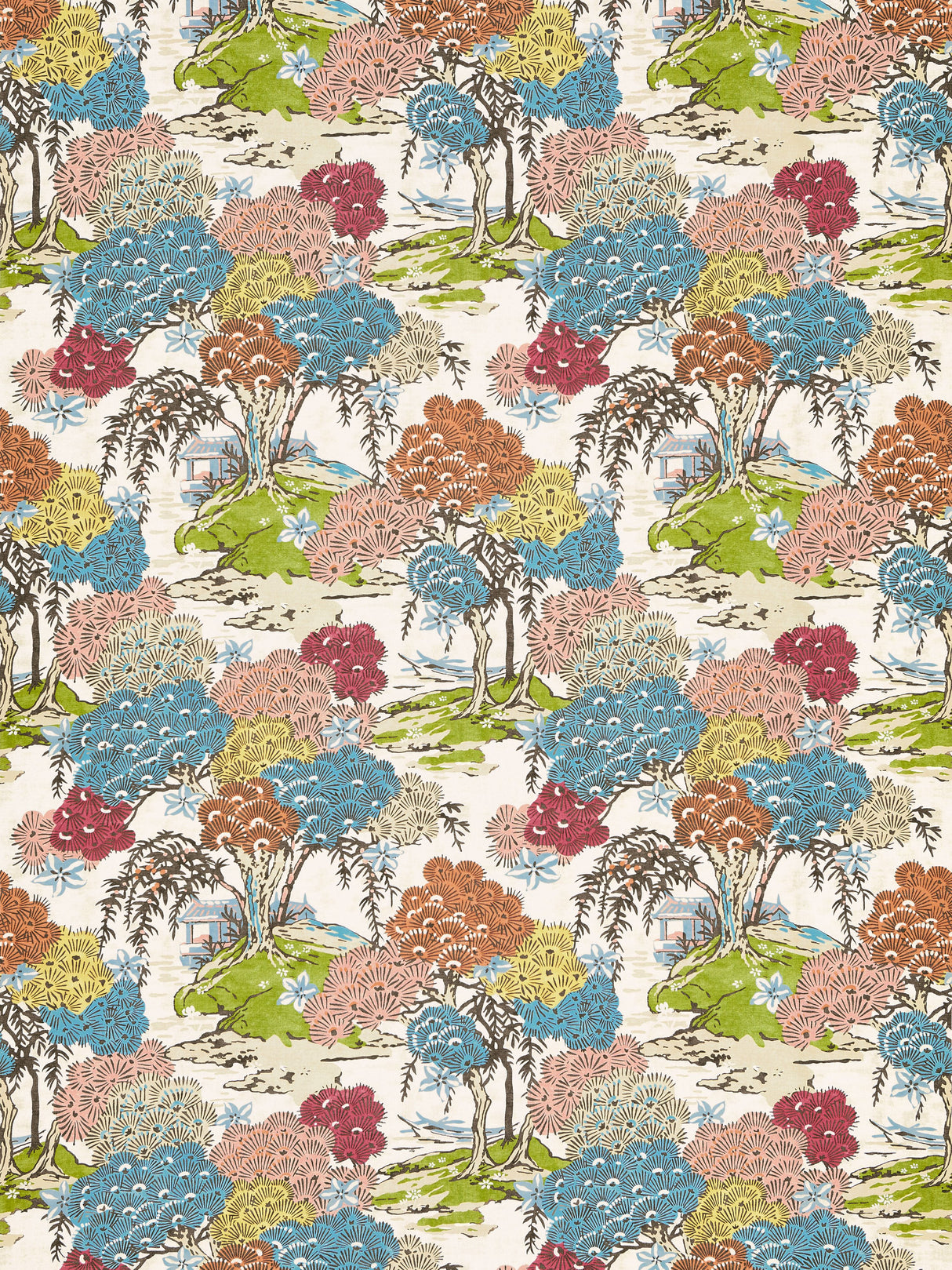 Scalamandre SC 000116627 SUNRISE SEA OF TREES PRINT Fabric - Eade's Wallpaper