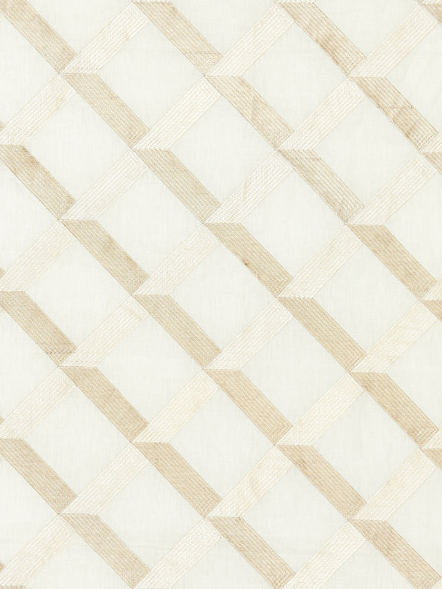 Scalamandre SC 000127090 ALABASTER LATTICE EMBROIDERY Fabric - Eade's Wallpaper