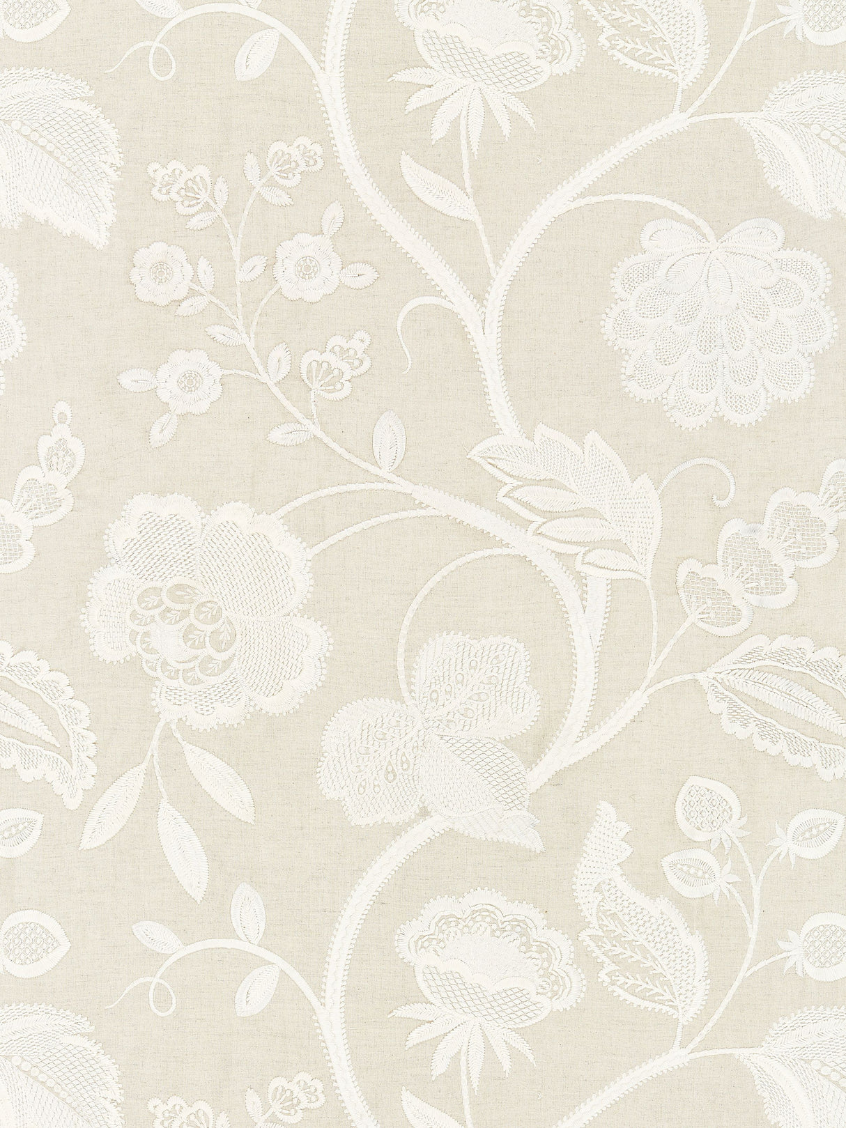Scalamandre SC 000127151 FLAX KENSINGTON EMBROIDERY Fabric - Eade's Wallpaper