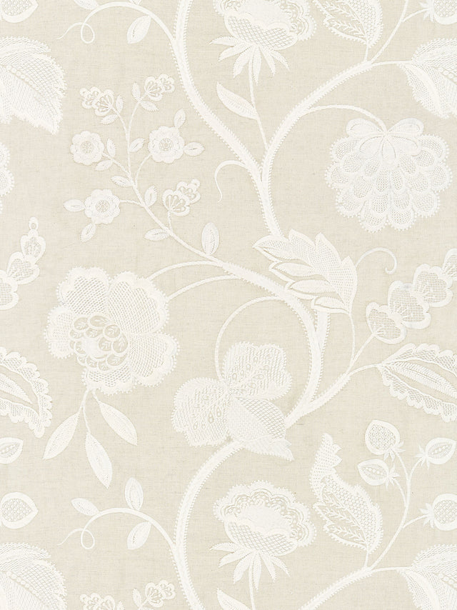 Scalamandre SC 000127151 FLAX KENSINGTON EMBROIDERY Fabric - Eade's Wallpaper