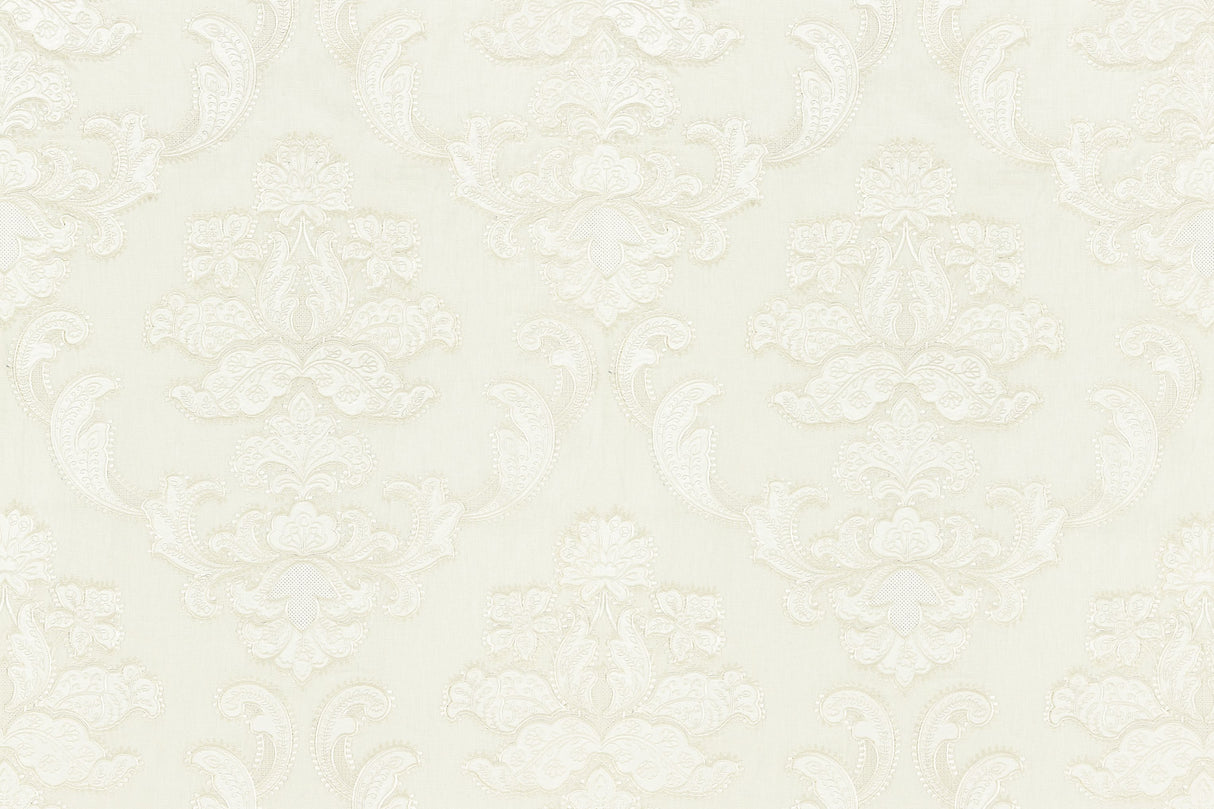 Scalamandre SC 000127160 IVORY CORNELIA DAMASK EMBROIDERY Fabric - Eade's Wallpaper