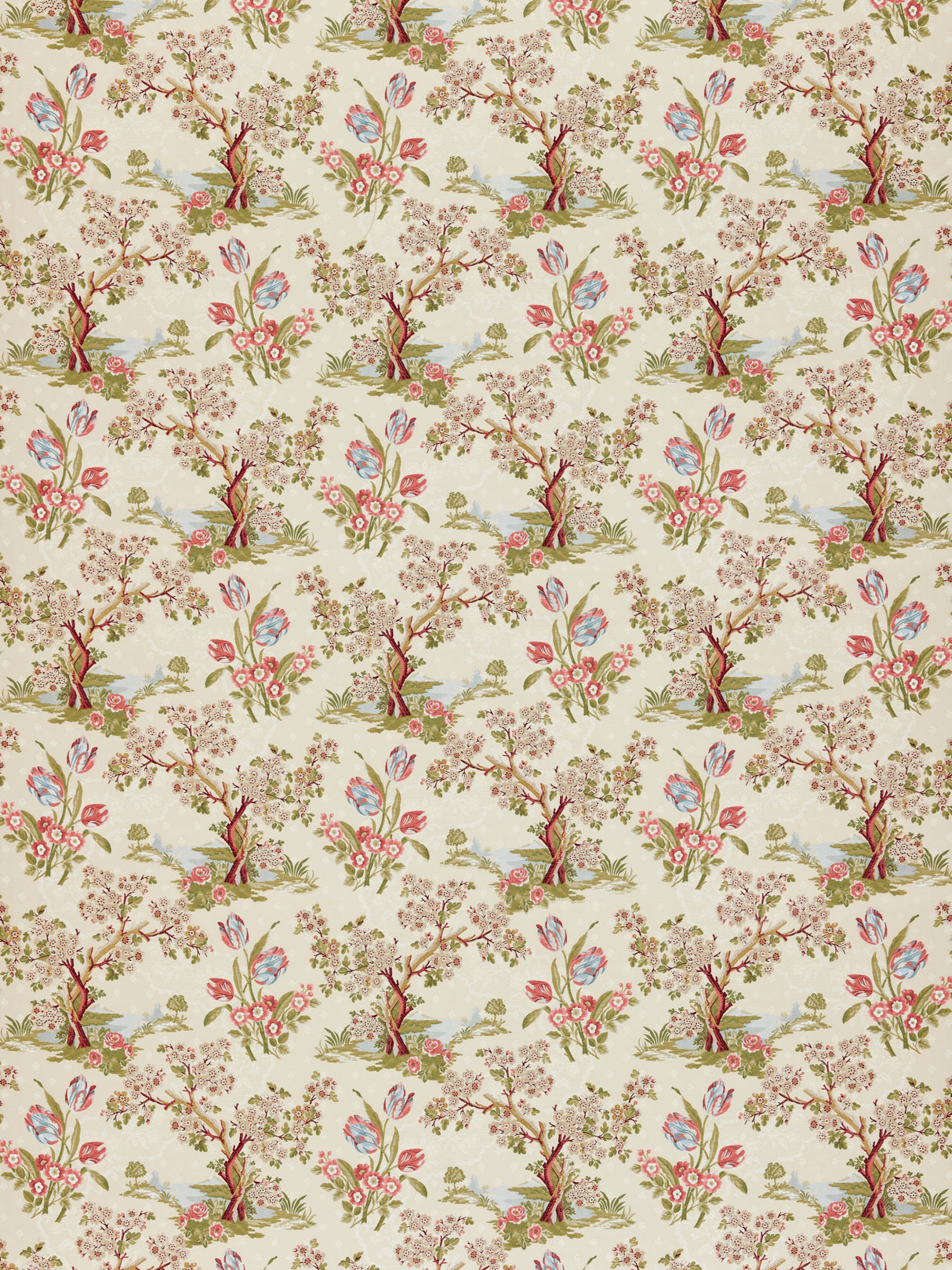 Scalamandre SC 000127322 SPRING ON IVORY AVIGNON BROCADE Fabric - Eade's Wallpaper
