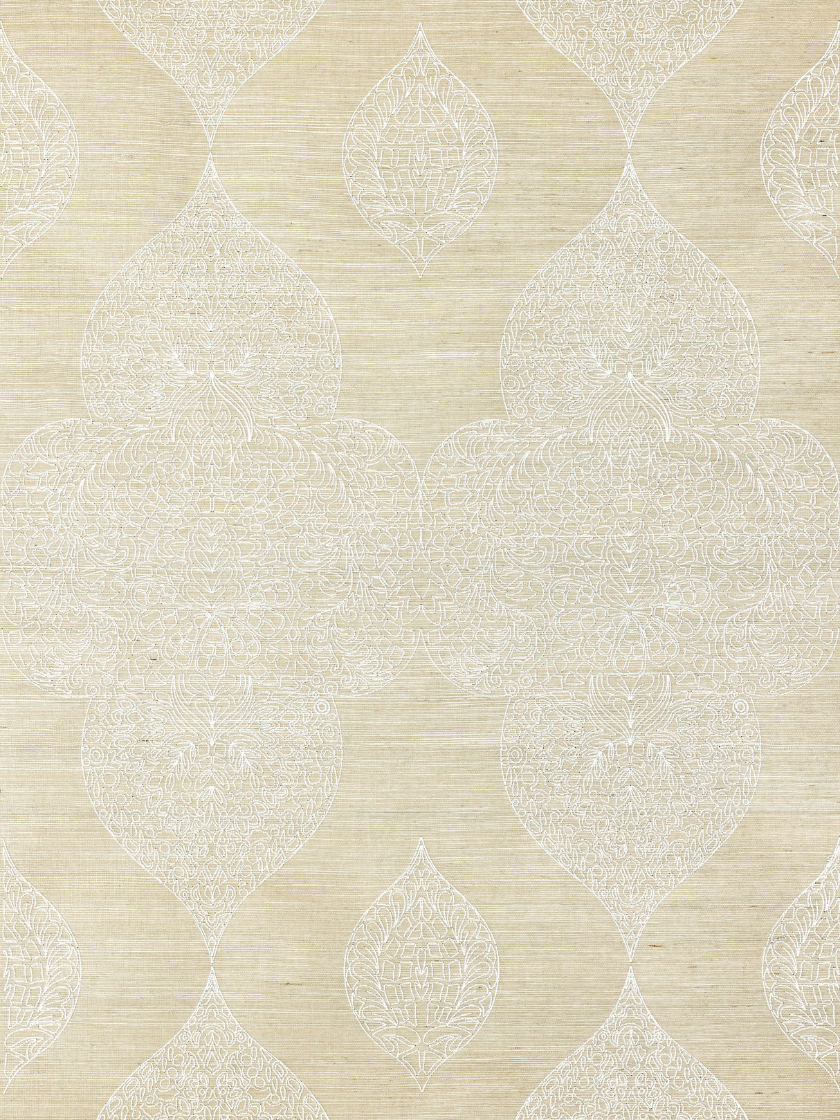 Scalamandre SC 0001WP88555 CHAI TAJ EMBROIDERED SISAL WALLPAPER - Eade's Wallpaper