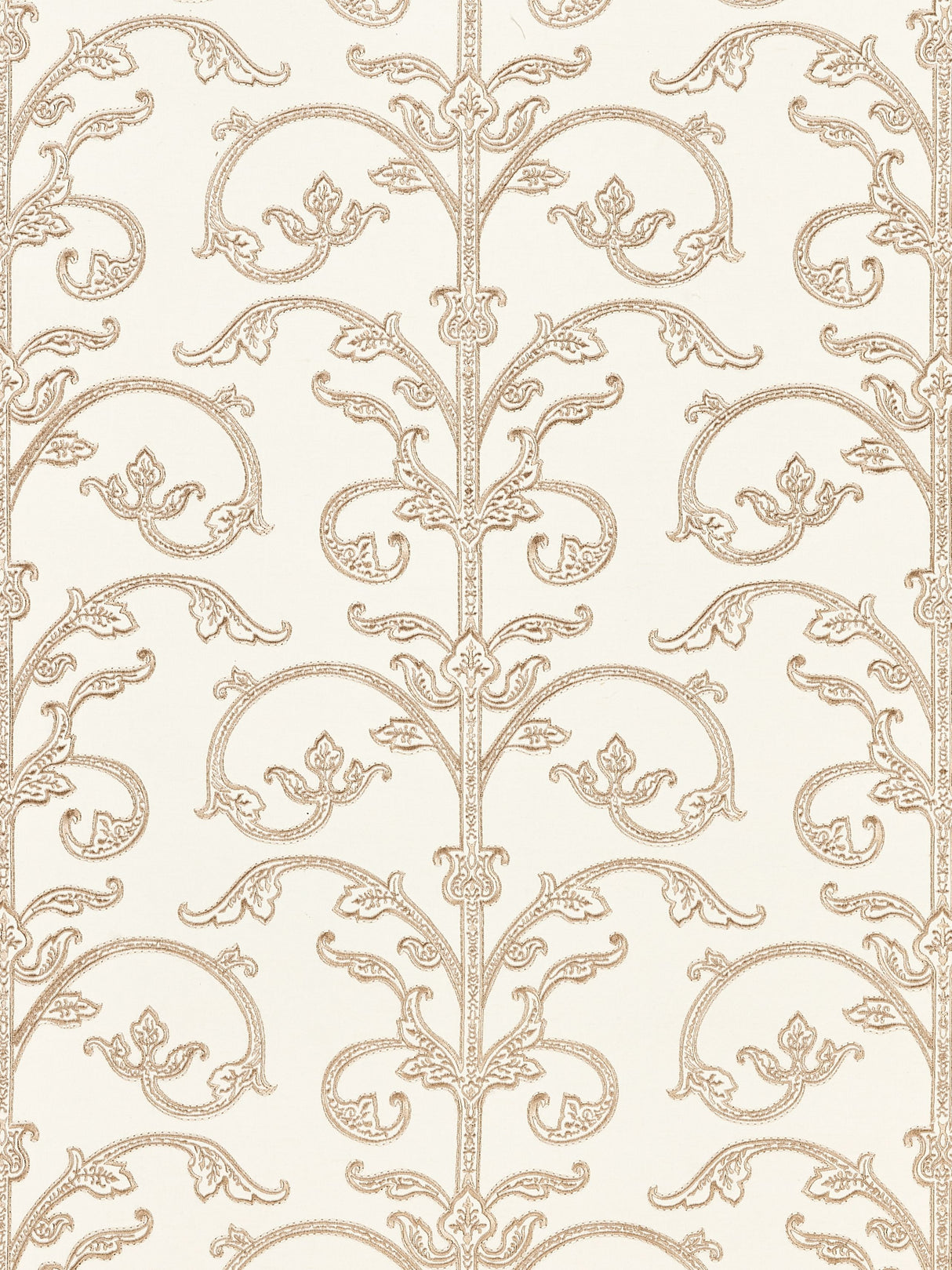 Scalamandre SC 0001WP88558 LATTE SAXONY SCROLL WALLPAPER - Eade's Wallpaper