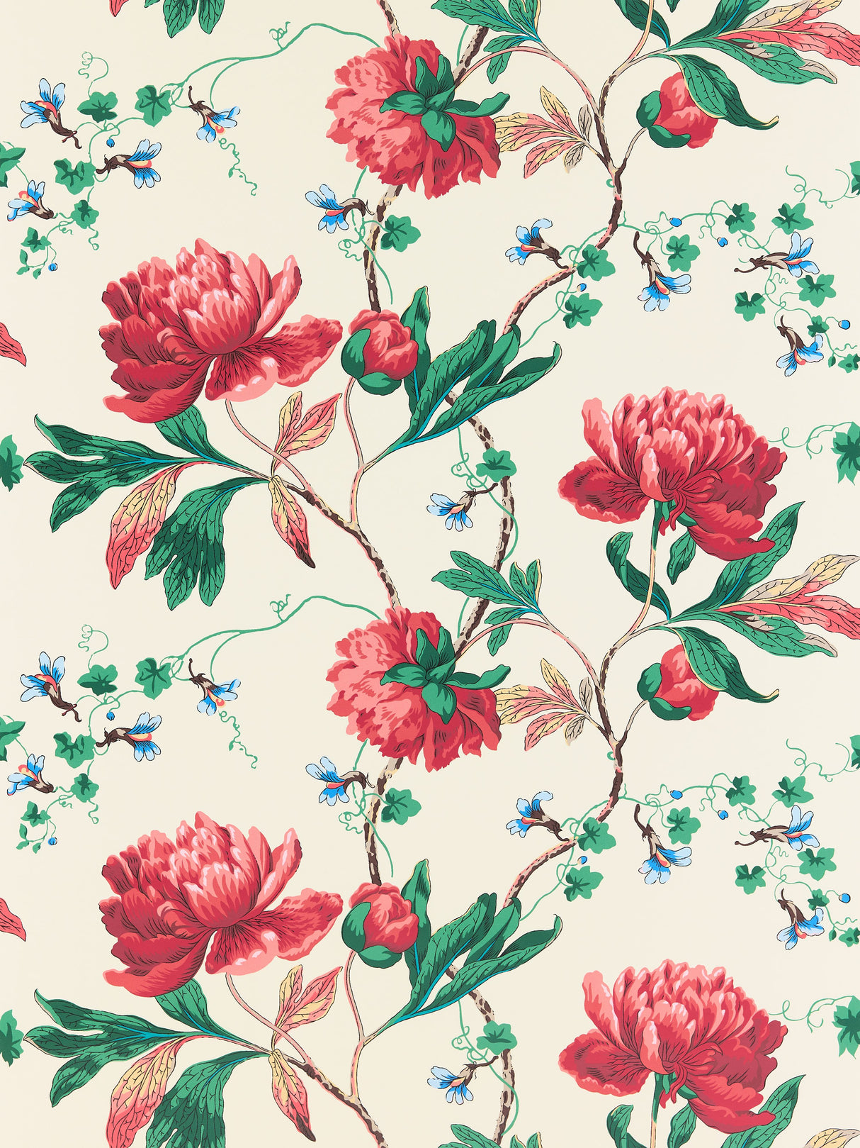 Scalamandre SC 0001WP88562 RED MULTI ISADORA WALLPAPER - Eade's Wallpaper