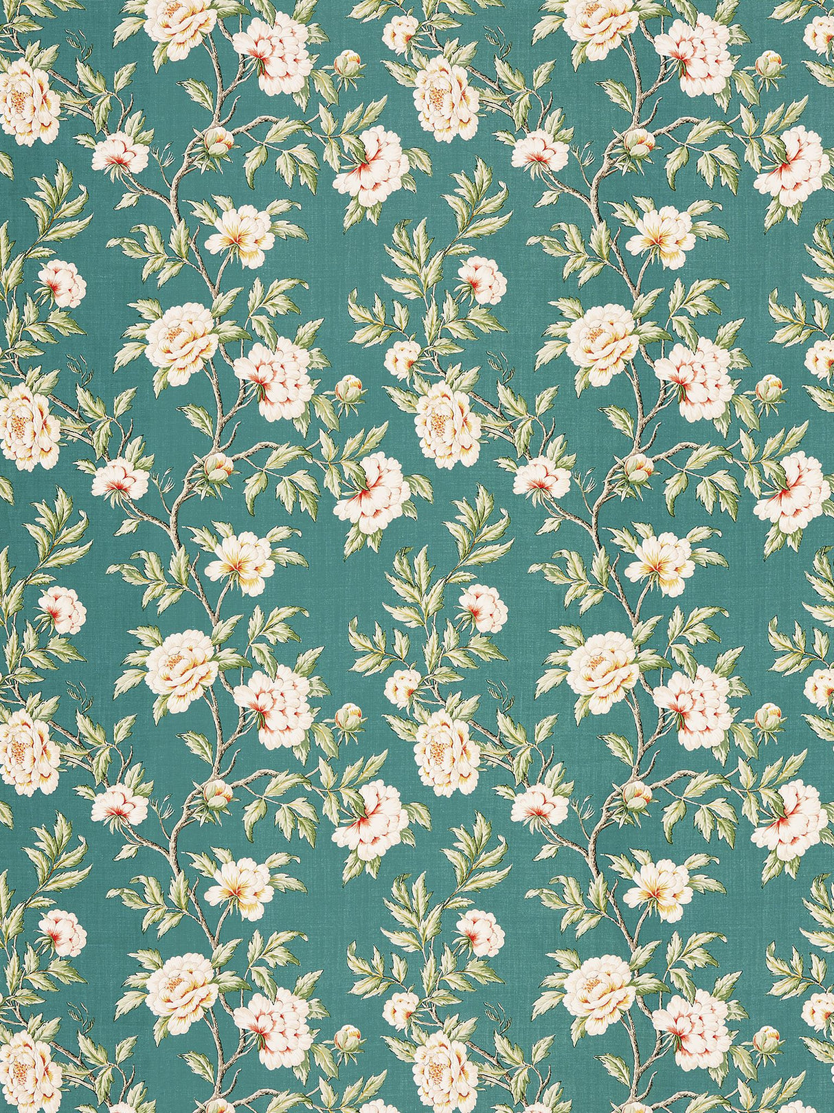 Scalamandre SC 000216616 EMERALD ISLE PEONIA LINEN PRINT Fabric - Eade's Wallpaper