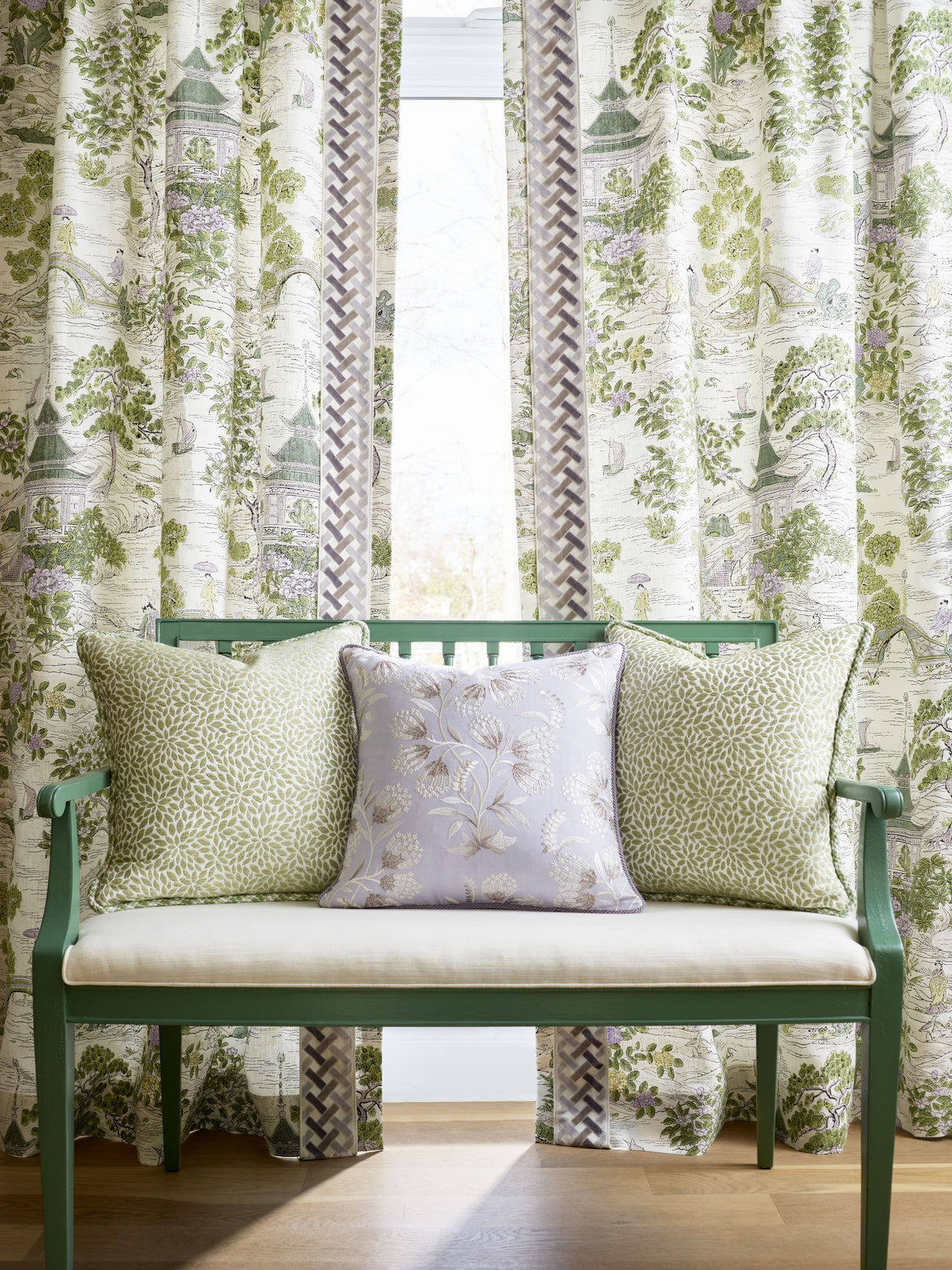 Scalamandre SC 000216624 LAVENDER & CITRON SATOMI HAND BLOCK PRINT Fabric - Eade's Wallpaper