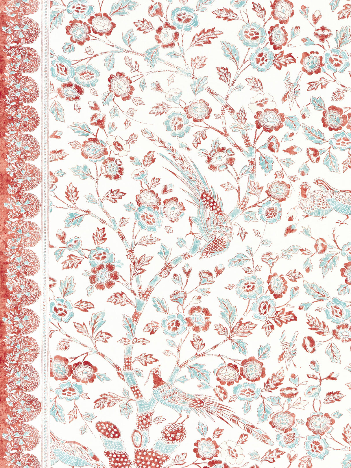 Scalamandre SC 000216625 CORAL SPICE ANISSA PRINT Fabric - Eade's Wallpaper