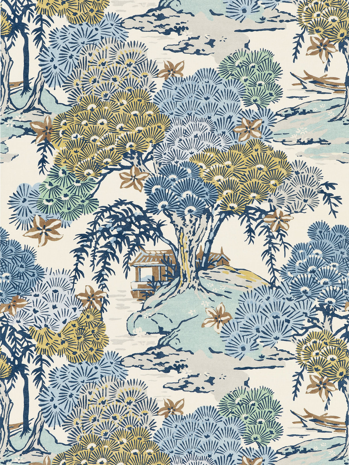 Scalamandre SC 000216627 BLUE RIDGE SEA OF TREES PRINT Fabric - Eade's Wallpaper