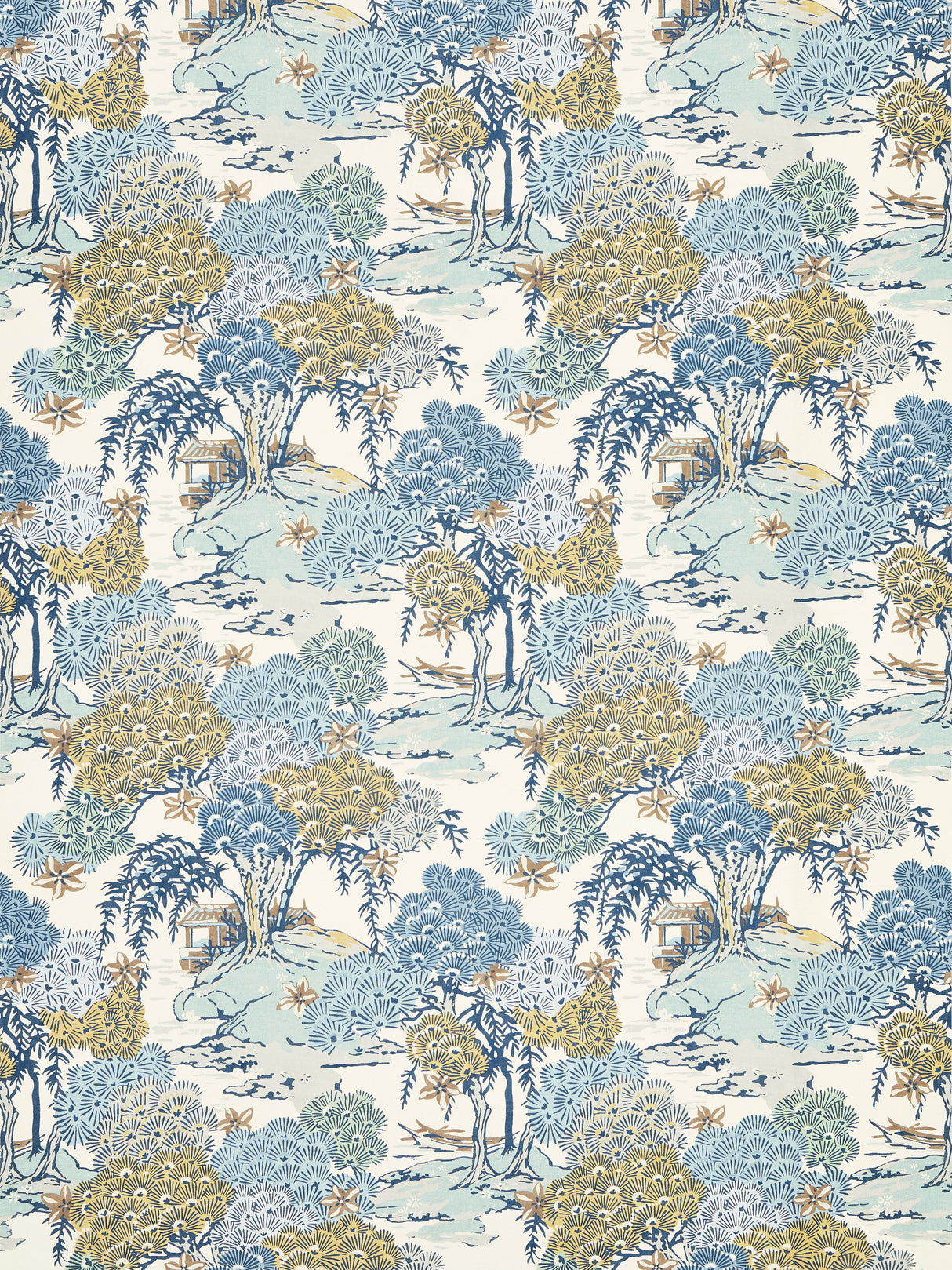 Scalamandre SC 000216627 BLUE RIDGE SEA OF TREES PRINT Fabric - Eade's Wallpaper