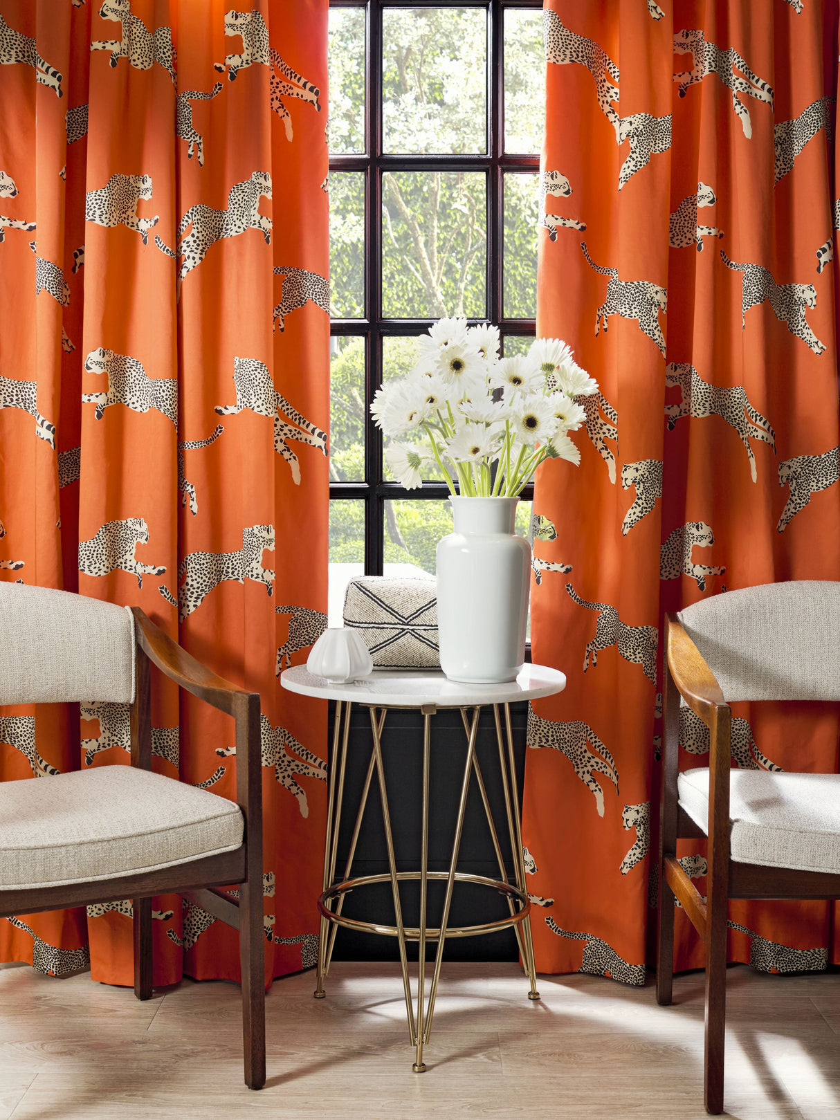 Scalamandre SC 000216634 CLEMENTINE LEAPING CHEETAH COTTON PRINT Fabric - Eade's Wallpaper