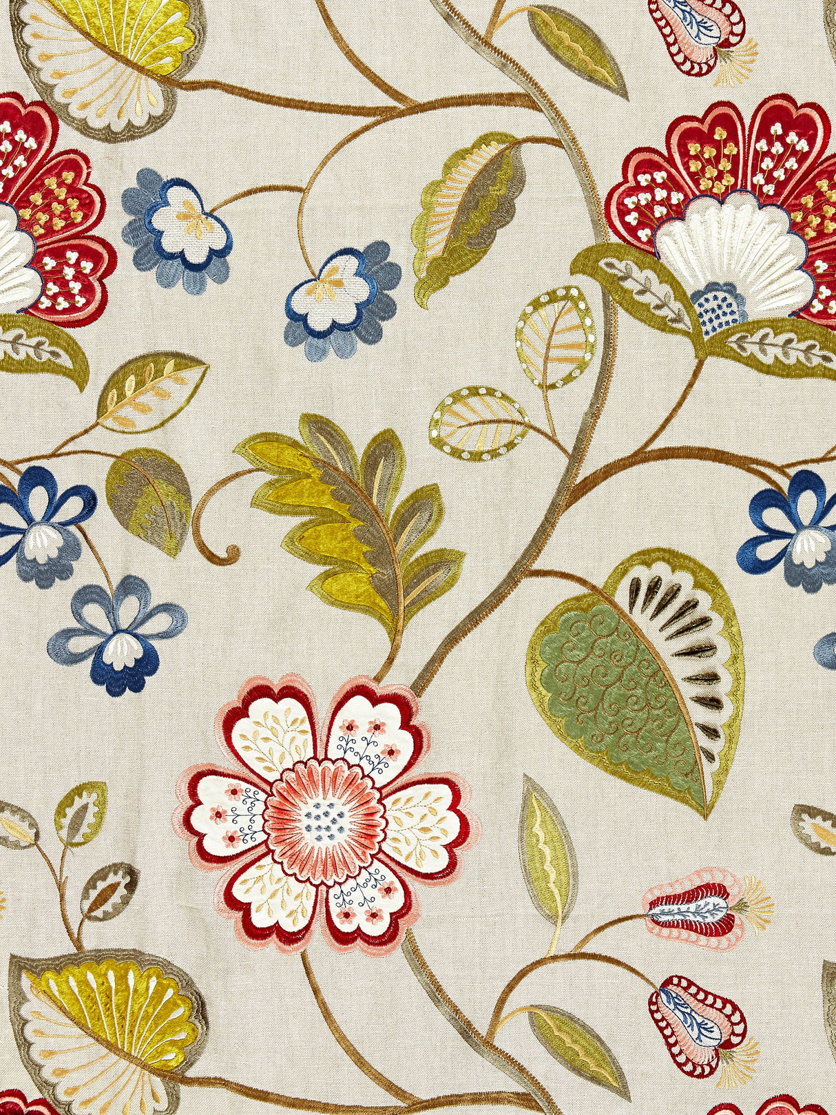Scalamandre SC 000227071 BLOOM WILLOWOOD EMBROIDERY Fabric - Eade's Wallpaper