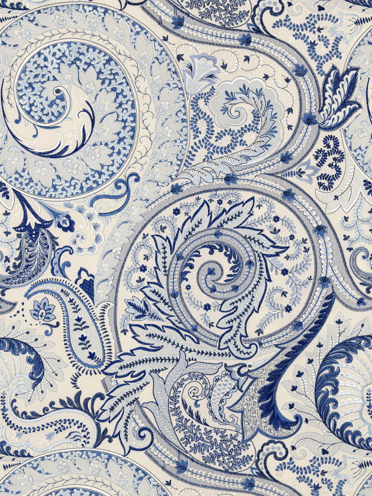 Scalamandre SC 000227124 PORCELAIN MALABAR PAISLEY EMBROIDERY Fabric - Eade's Wallpaper