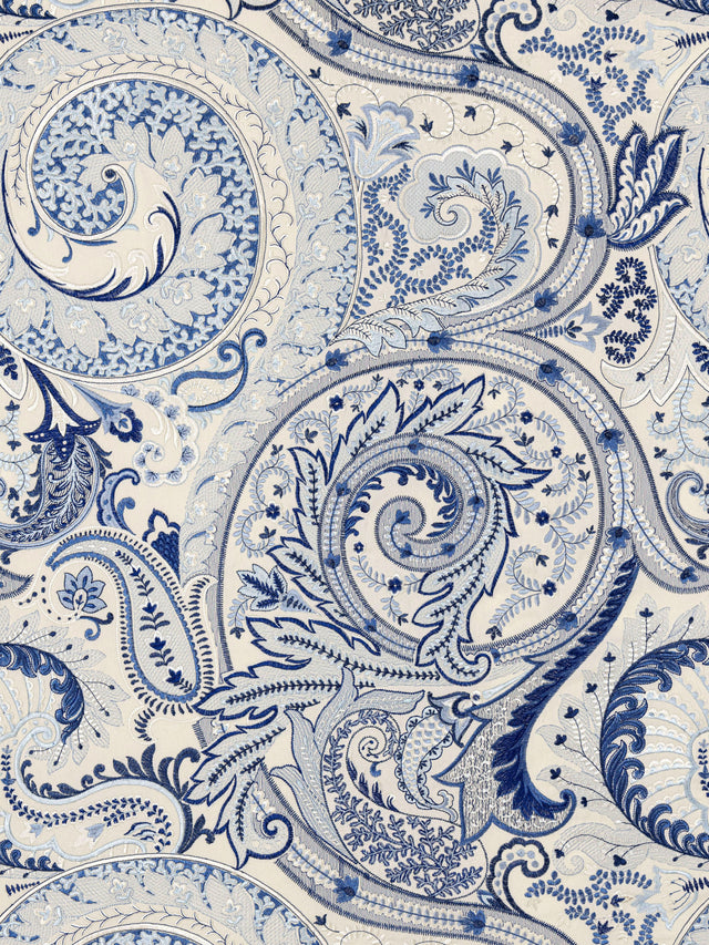 Scalamandre SC 000227124 PORCELAIN MALABAR PAISLEY EMBROIDERY Fabric - Eade's Wallpaper