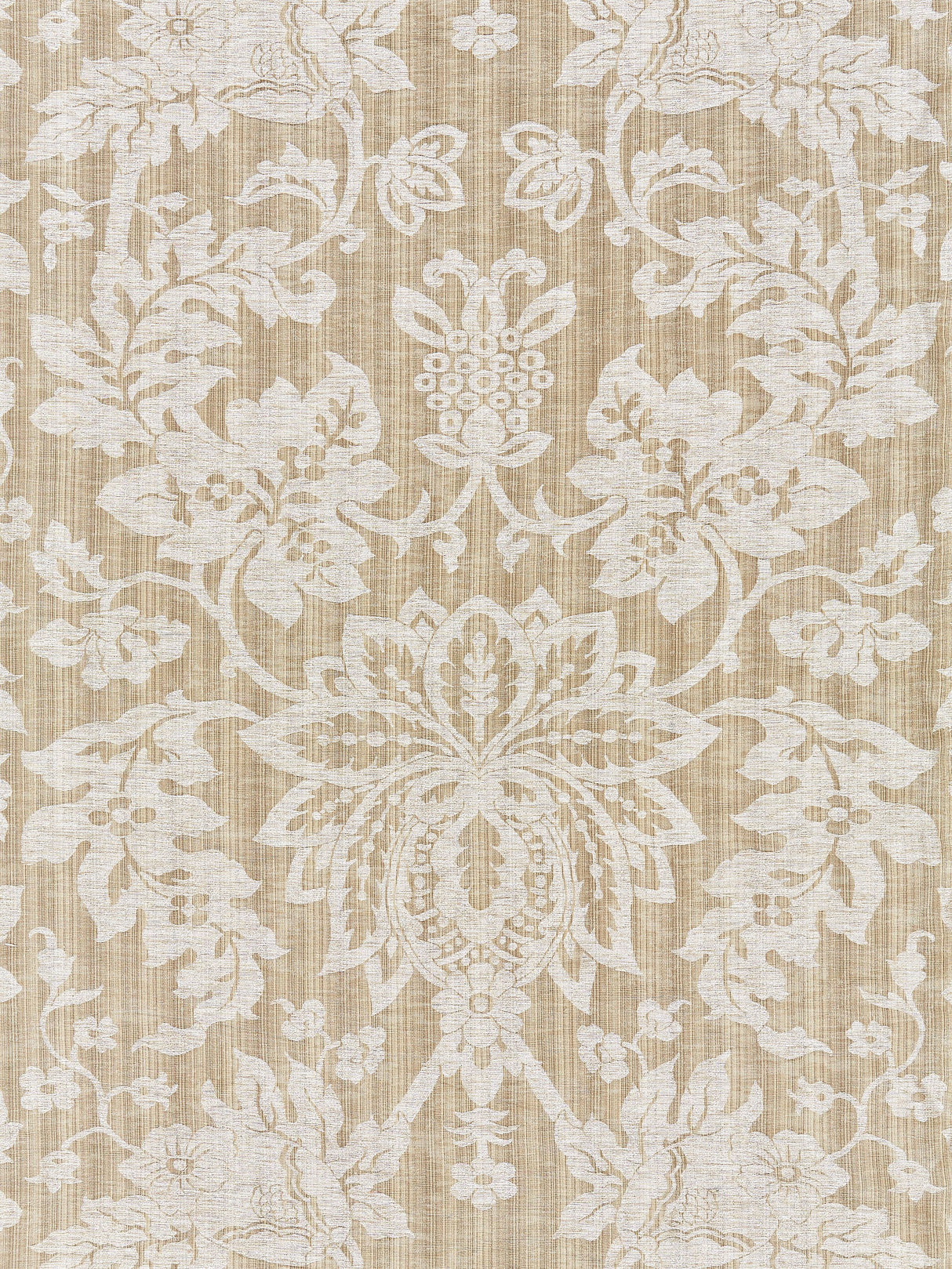 Scalamandre SC 000227136 FLAX METALLINE DAMASK Fabric - Eade's Wallpaper