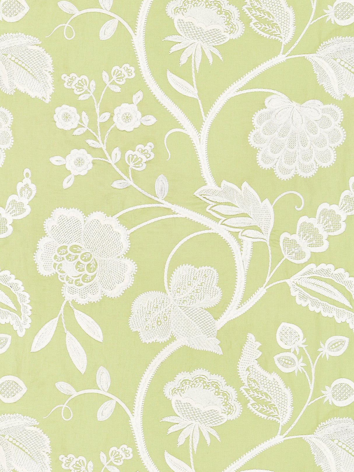 Scalamandre SC 000227151 CELERY KENSINGTON EMBROIDERY Fabric - Eade's Wallpaper