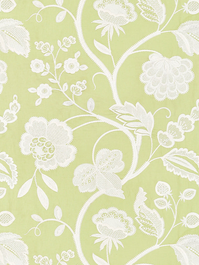 Scalamandre SC 000227151 CELERY KENSINGTON EMBROIDERY Fabric - Eade's Wallpaper
