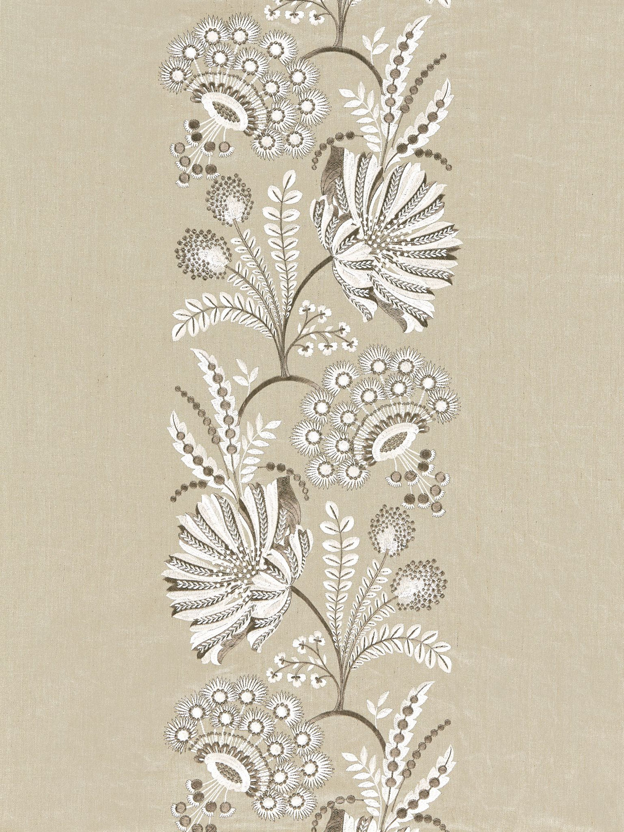 Scalamandre SC 000227162 FLAX ANNELISE EMBROIDERY Fabric - Eade's Wallpaper