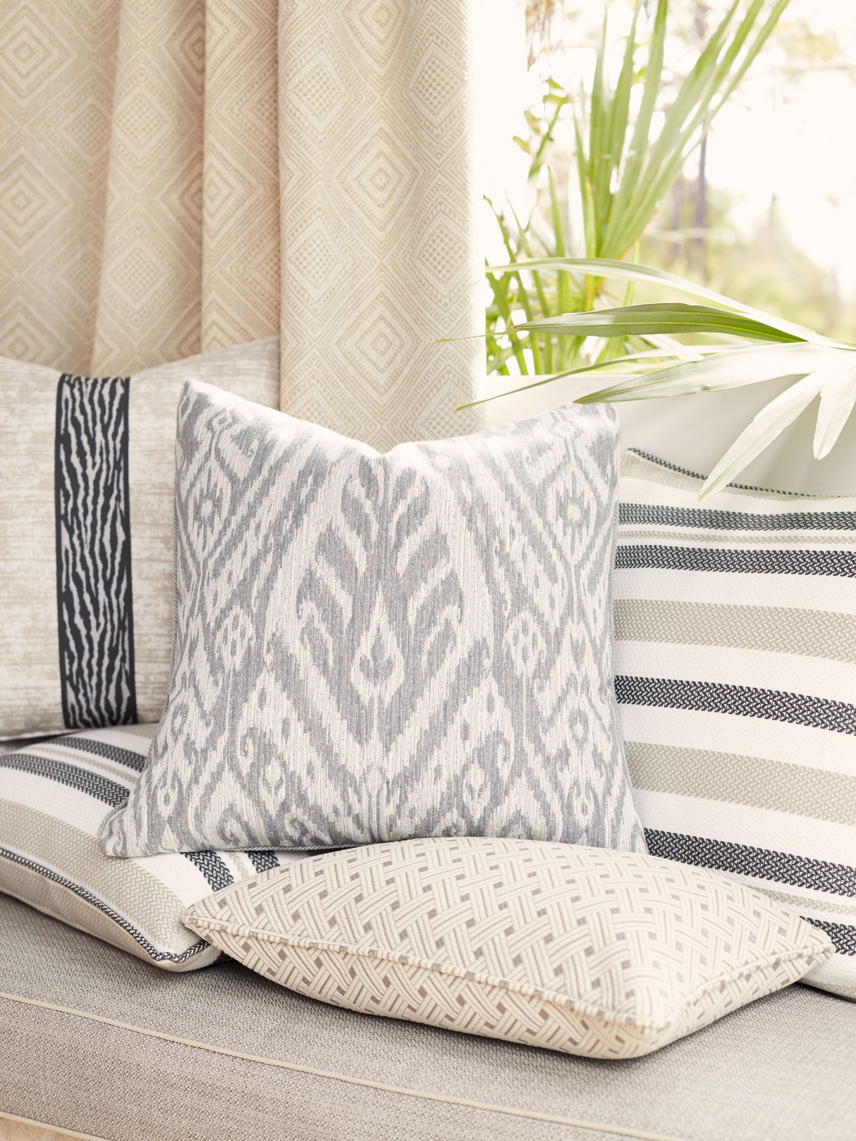 Scalamandre SC 000227196 SMOKE BORNEO IKAT Fabric - Eade's Wallpaper