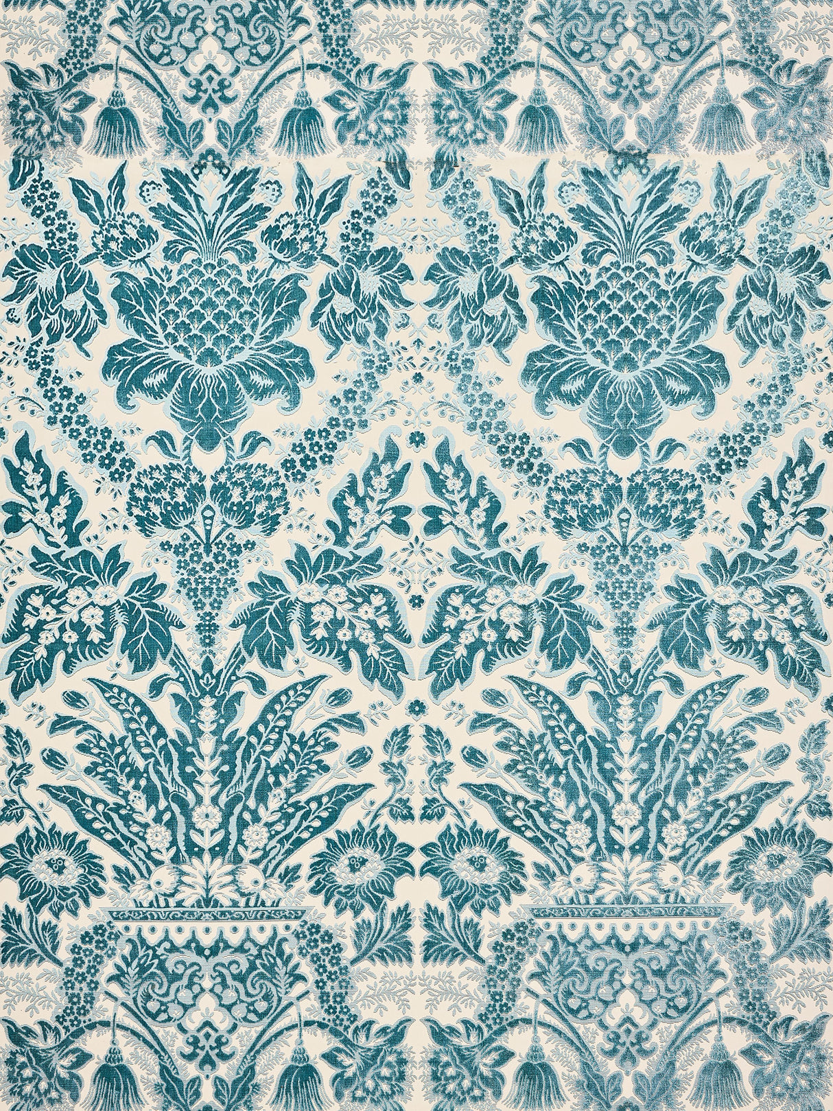 Scalamandre SC 000227321 AZURE REGIS VELVET DAMASK Fabric - Eade's Wallpaper