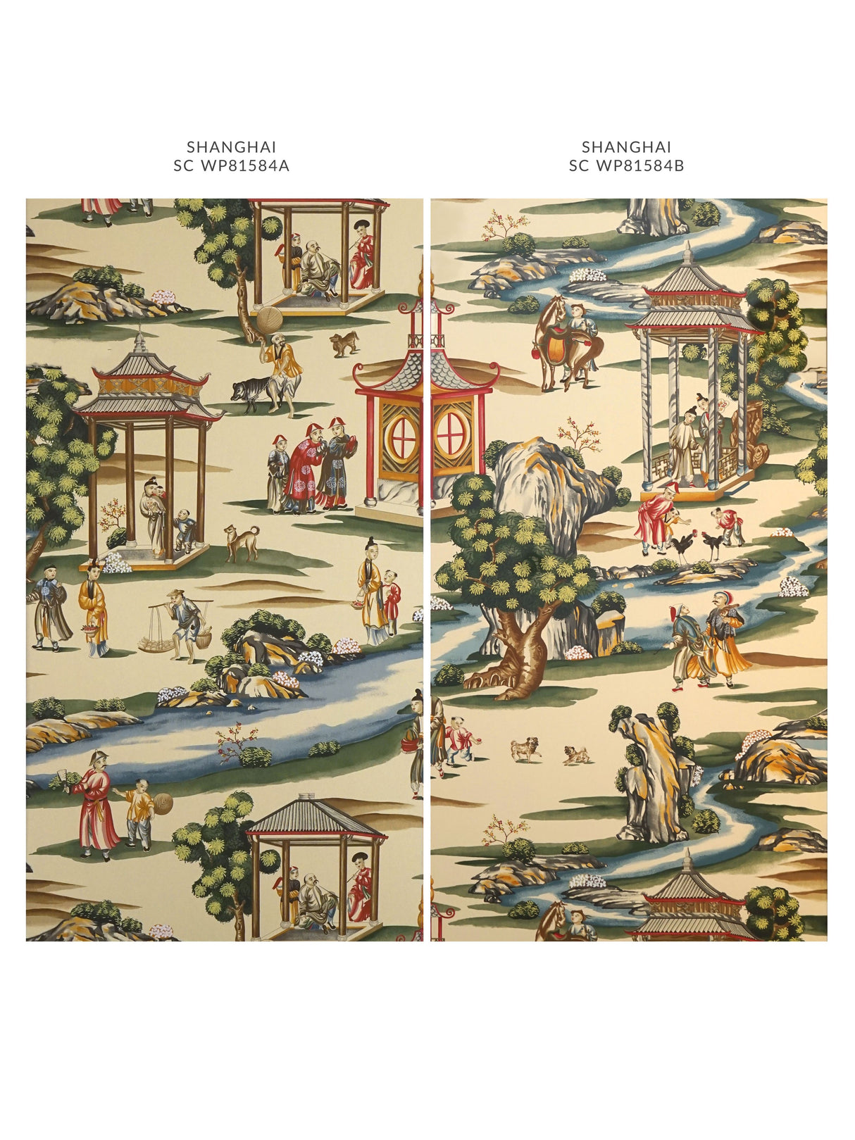 Scalamandre SC 0002WP81584B MULTI ON TEA STAIN - B SHANGHAI WALLPAPER - Eade's Wallpaper