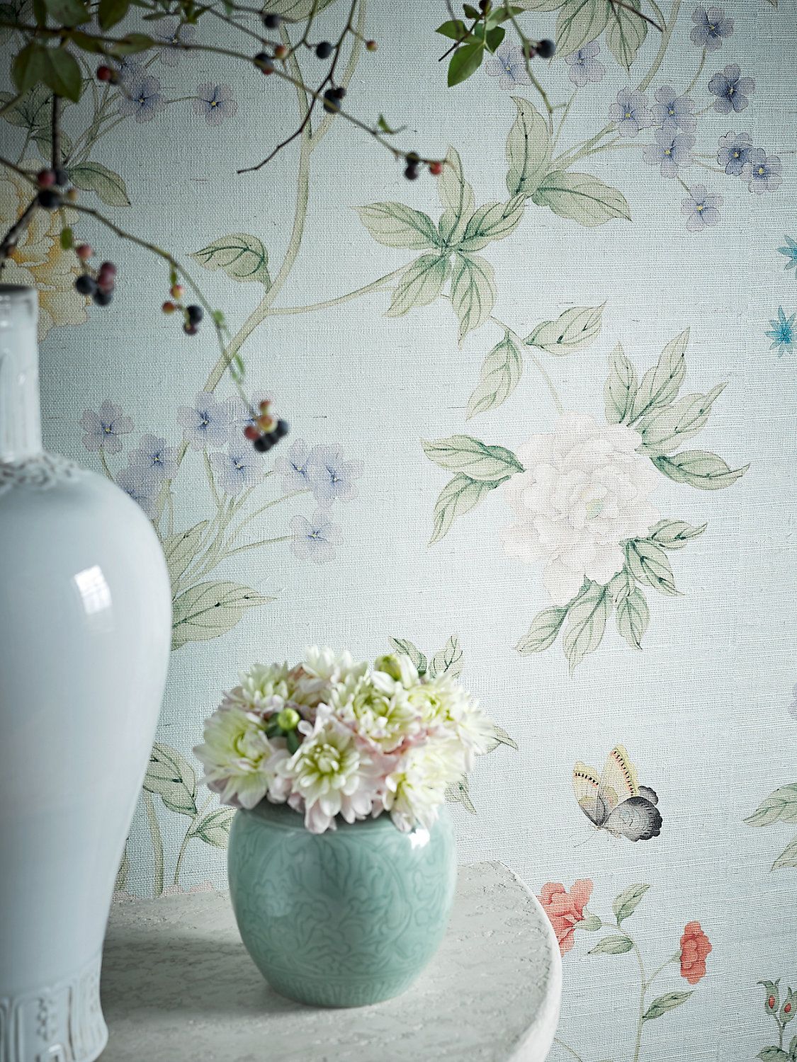 Scalamandre SC 0002WP88382 SKY LUOYANG GARDEN SISAL WALLPAPER - Eade's Wallpaper